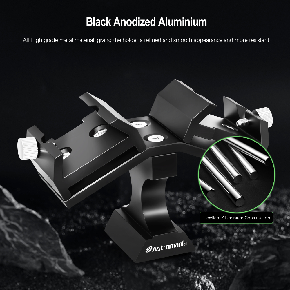 Astromania Dual Finder Scope Mount, Finderscope Mount Bracket with Double Finder Mount Bracket - Adjustable Metal Aluminum Telescope Finder Bracket Installation of Red Dot Finderscope for Telescope