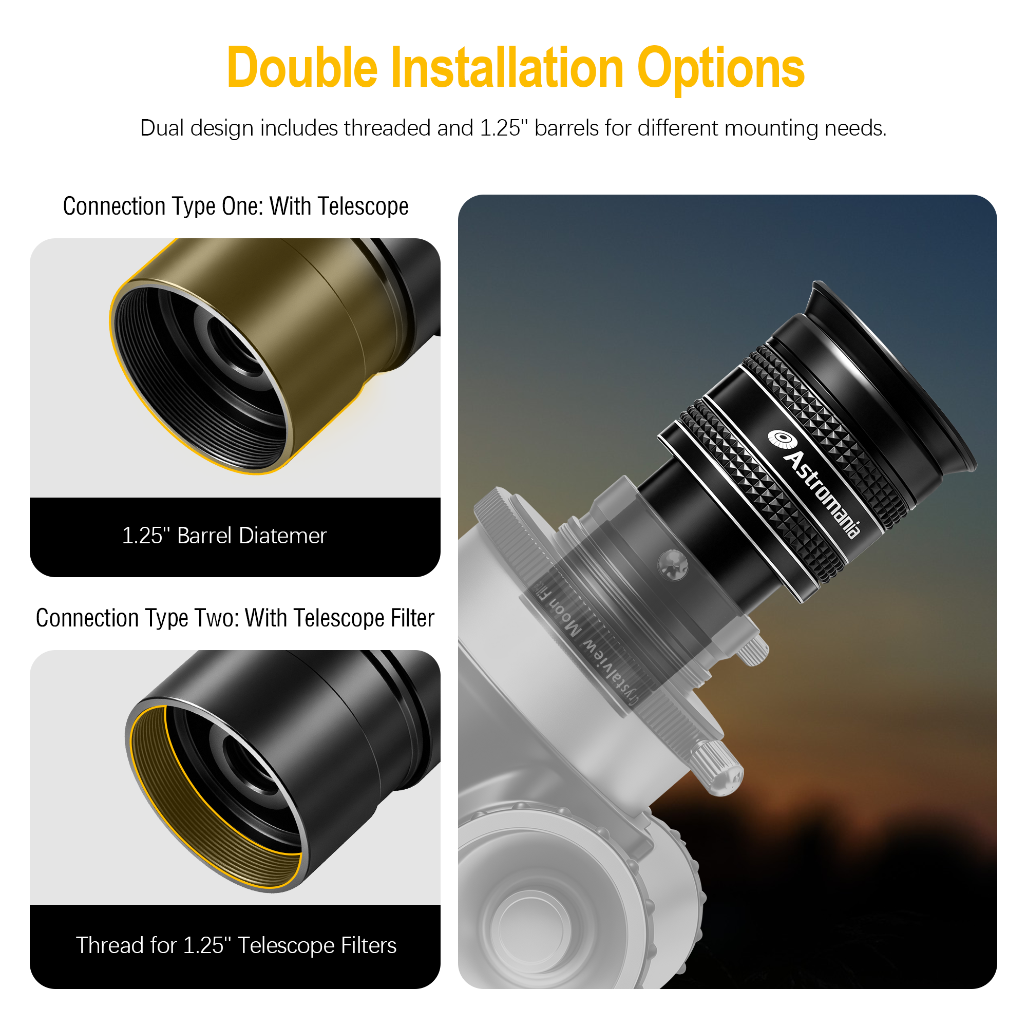 Astromania Telescope Eyepiece 7mm, Wide Angle 58 Degree Apparent Field Planetary Eyepiece for 1.25 inch Astronomy Telescope & Filter, Fully Multi-Coated Telescope Accessory for Planetary Observation