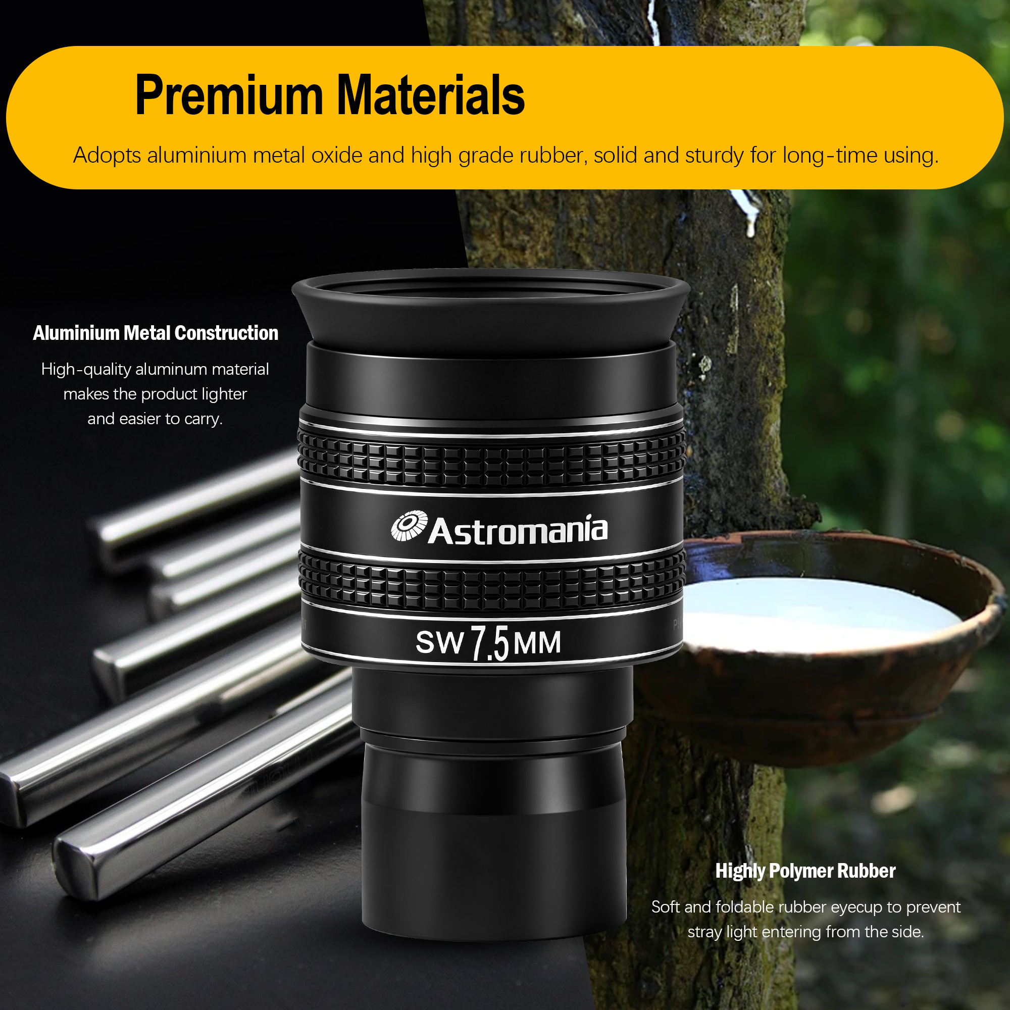Astromania Telescope Eyepiece 7.5mm, Wide Angle 58 Degree Apparent Field Planetary Eyepiece for 1.25 inch Astronomy Telescope & Filter, Fully Multi-Coated Telescope Accessory for Planetary Observation