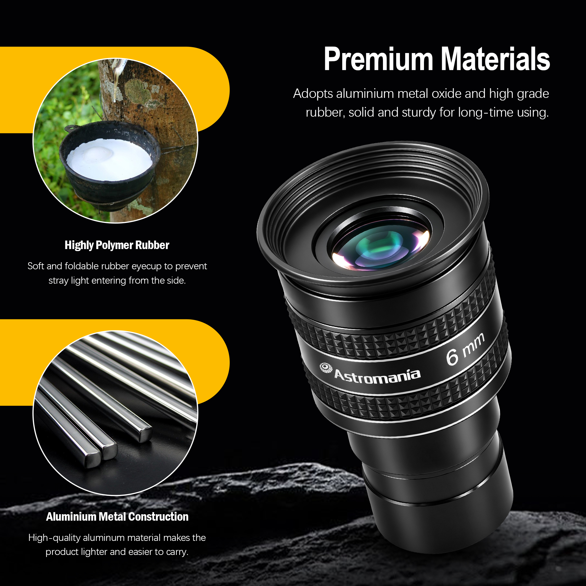 Astromania Telescope Eyepiece 6mm, Wide Angle 58 Degree Apparent Field Planetary Eyepiece for 1.25 inch Astronomy Telescope & Filter, Fully Multi-Coated Telescope Accessory for Planetary Observation