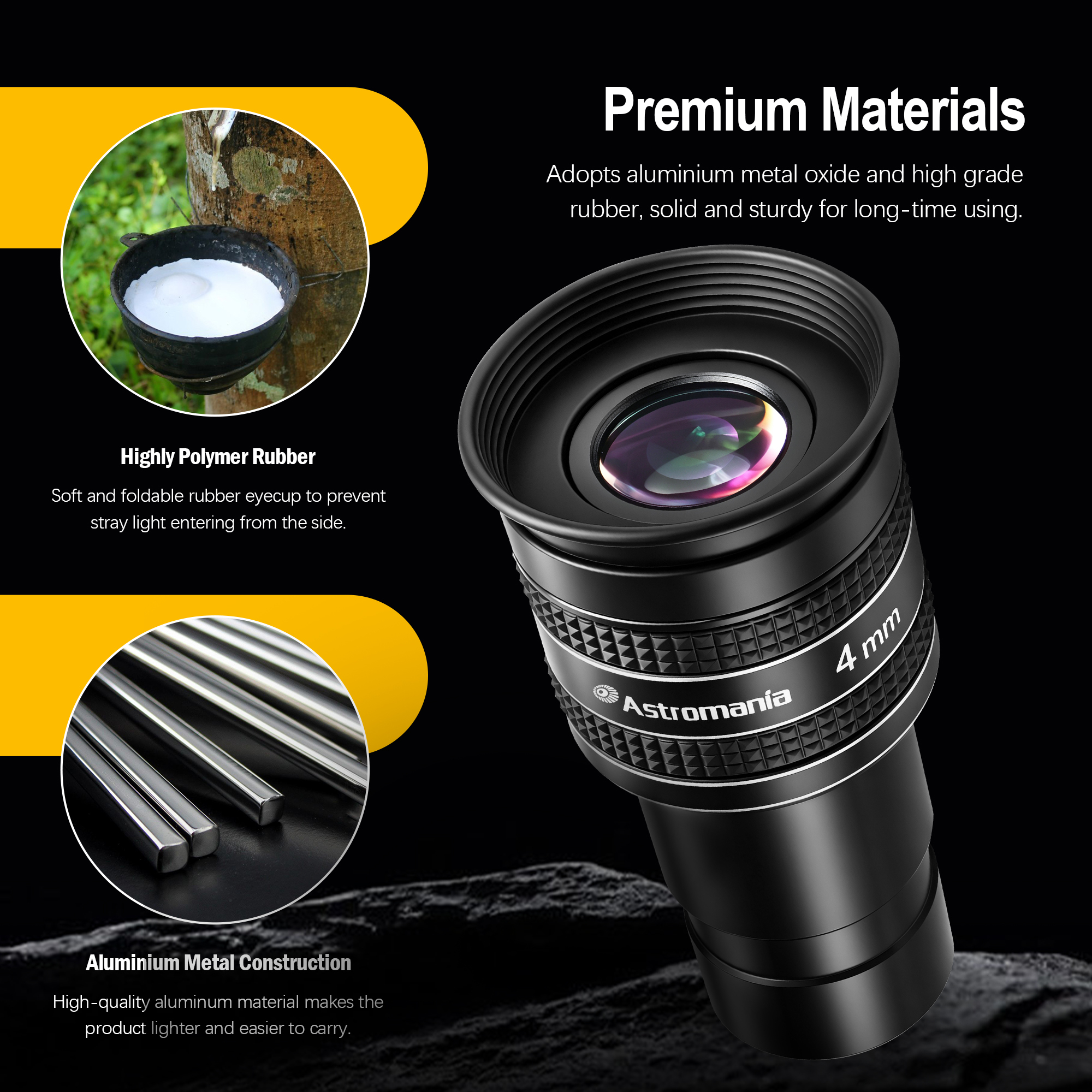 Astromania Telescope Eyepiece 4mm, Wide Angle 58 Degree Apparent Field Planetary Eyepiece for 1.25 inch Astronomy Telescope & Filter, Fully Multi-Coated Telescope Accessory for Planetary Observation