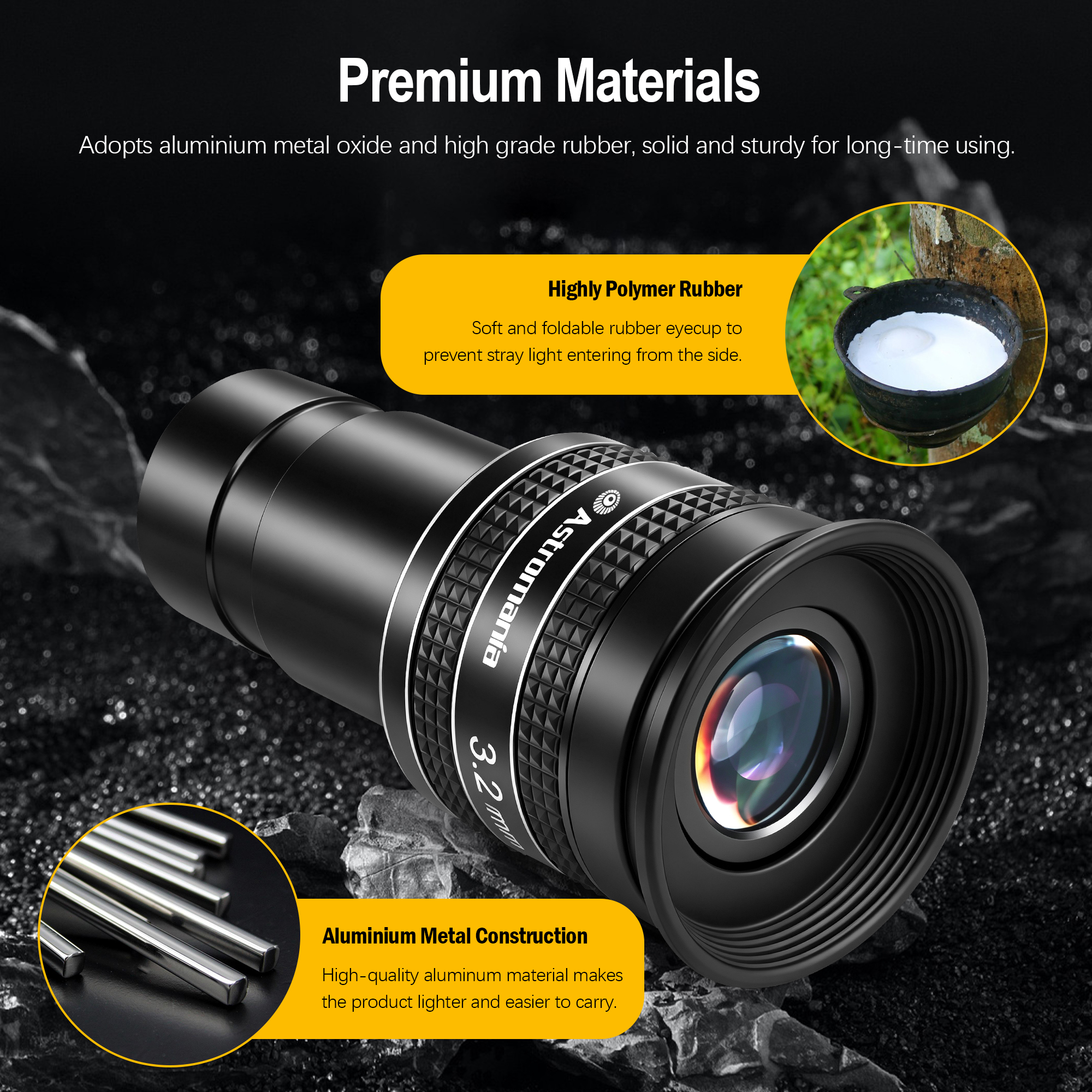 Astromania Telescope Eyepiece 3.2mm, Wide Angle 58 Degree Apparent Field Planetary Eyepiece for 1.25 inch Astronomy Telescope & Filter, Fully Multi-Coated Telescope Accessory for Planetary Observation