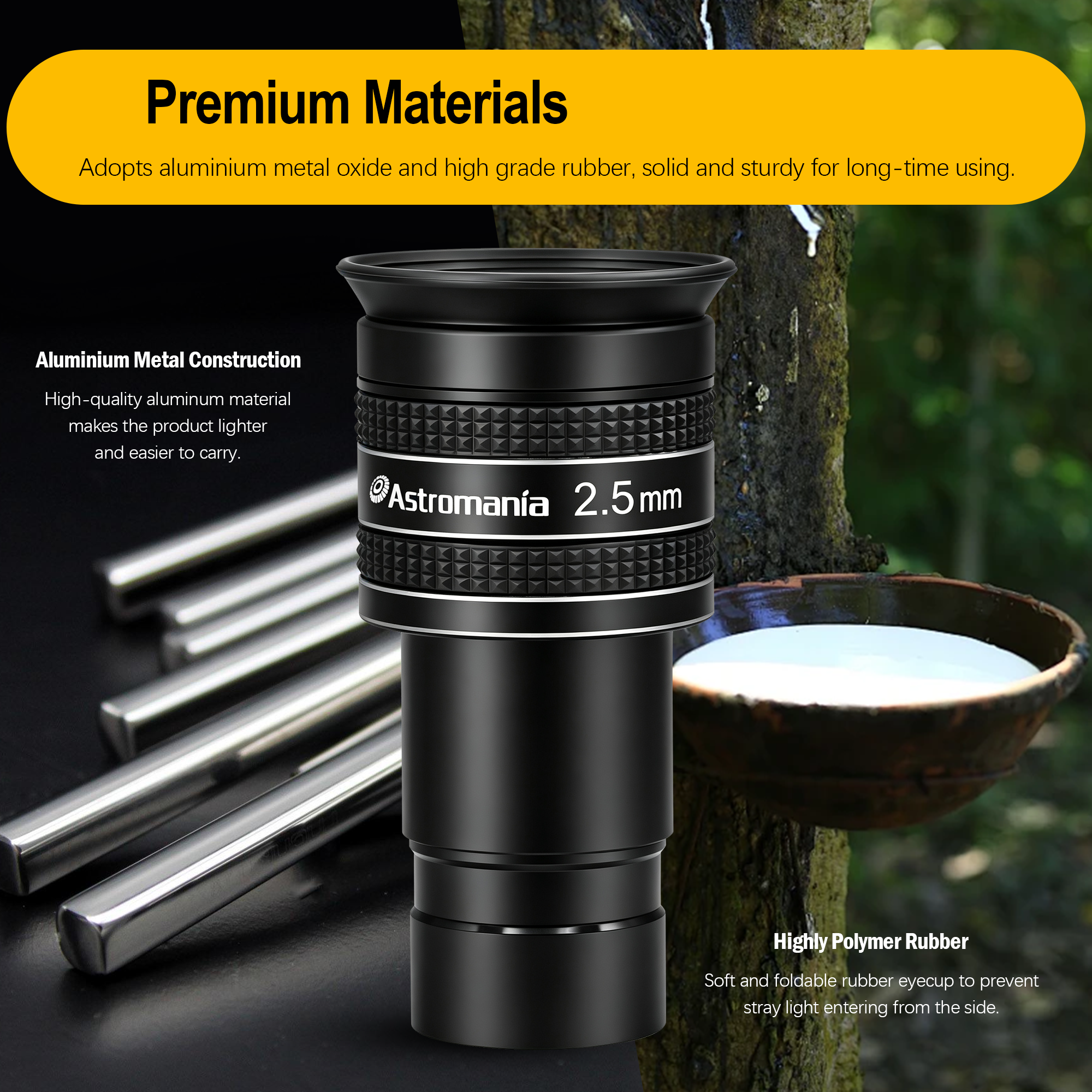 Astromania Telescope Eyepiece 2.5mm, Wide Angle 58 Degree Apparent Field Planetary Eyepiece for 1.25 inch Astronomy Telescope & Filter, Fully Multi-Coated Telescope Accessory for Planetary Observation