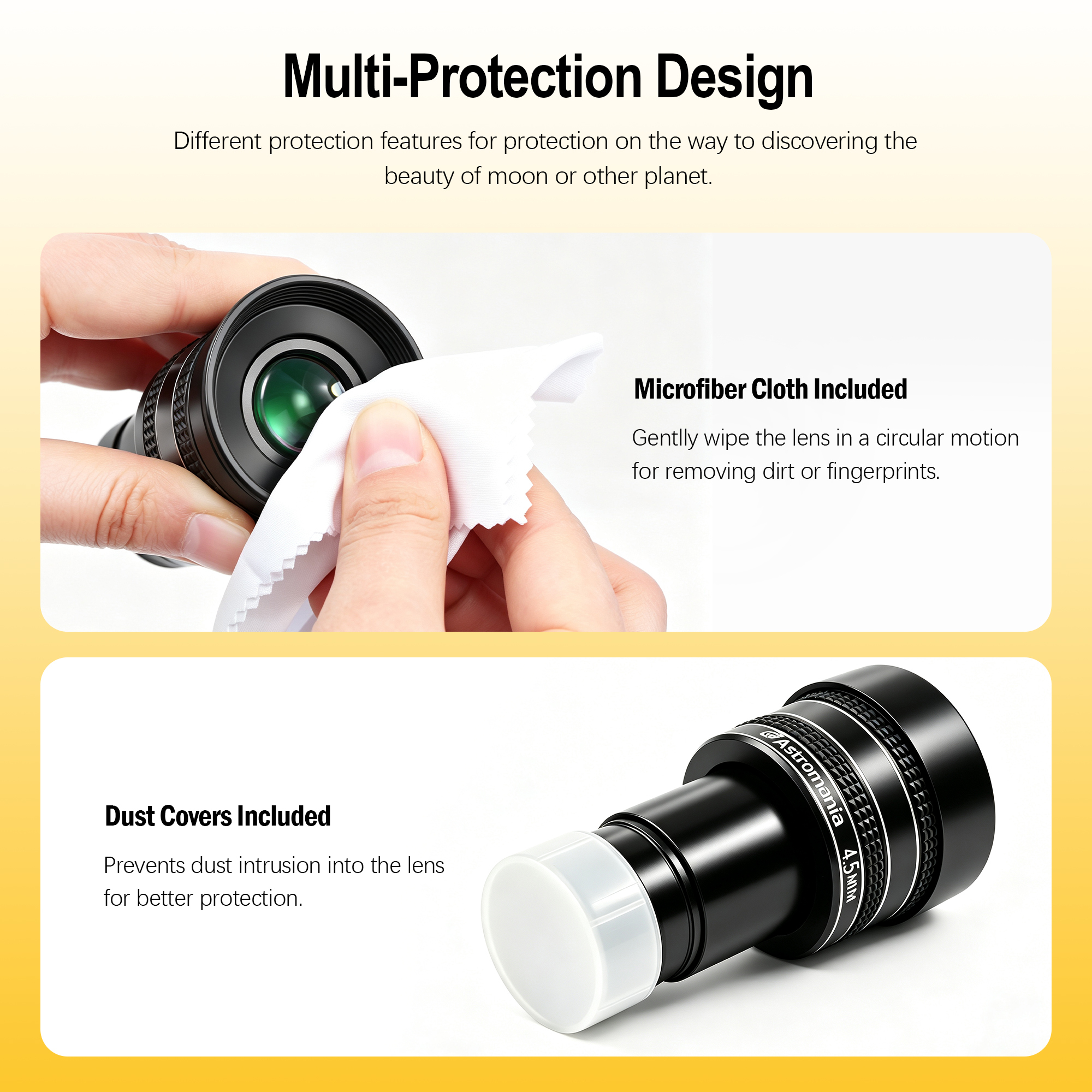 Astromania Telescope Eyepiece 4.5mm, Wide Angle 58 Degree Apparent Field Planetary Eyepiece for 1.25 inch Astronomy Telescope & Filter, Fully Multi-Coated Telescope Accessory for Planetary Observation