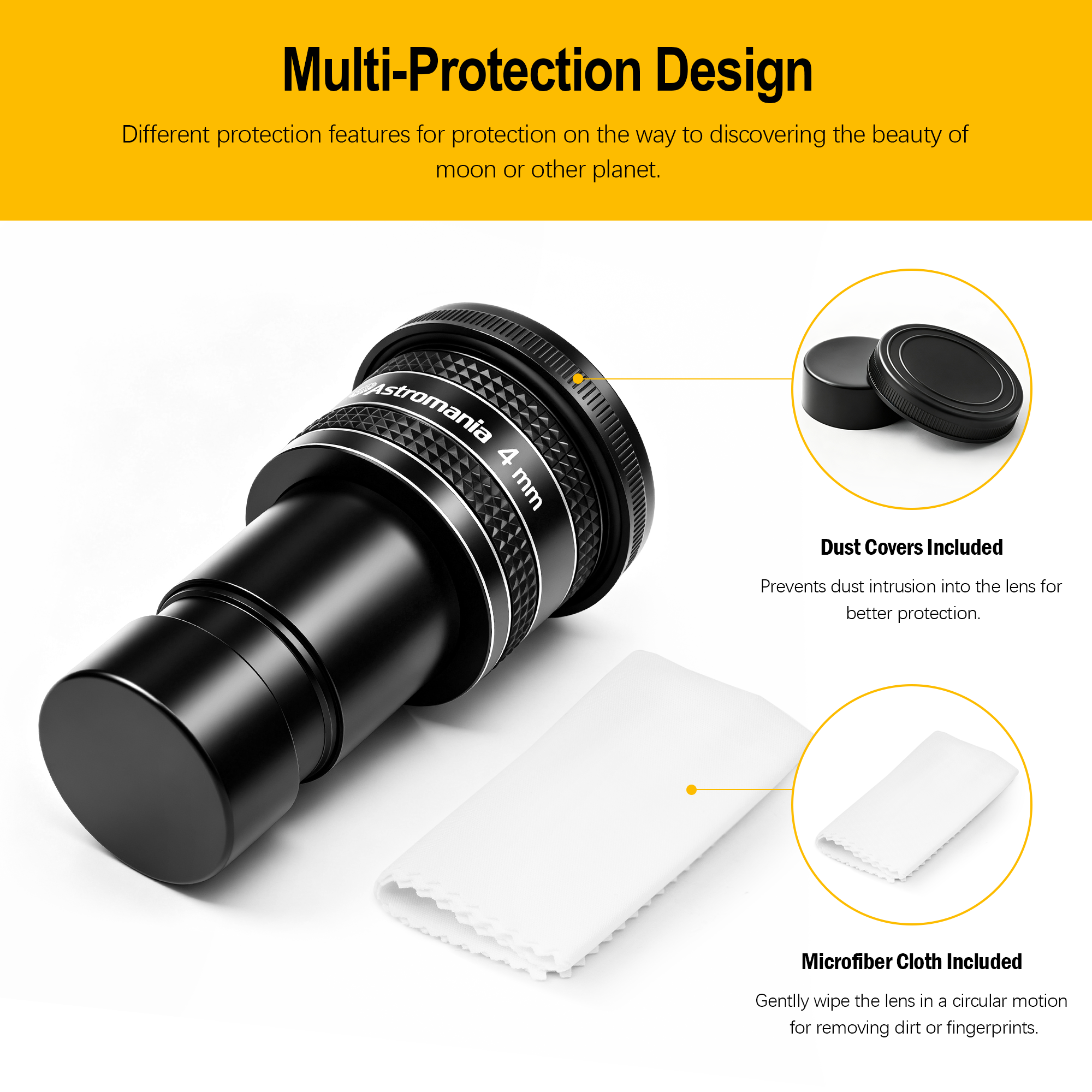 Astromania Telescope Eyepiece 4mm, Wide Angle 58 Degree Apparent Field Planetary Eyepiece for 1.25 inch Astronomy Telescope & Filter, Fully Multi-Coated Telescope Accessory for Planetary Observation