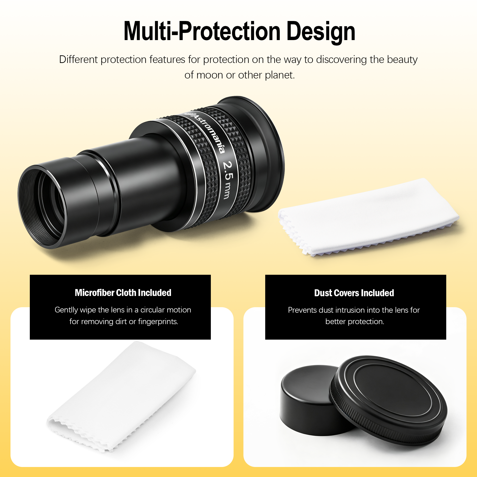 Astromania Telescope Eyepiece 2.5mm, Wide Angle 58 Degree Apparent Field Planetary Eyepiece for 1.25 inch Astronomy Telescope & Filter, Fully Multi-Coated Telescope Accessory for Planetary Observation