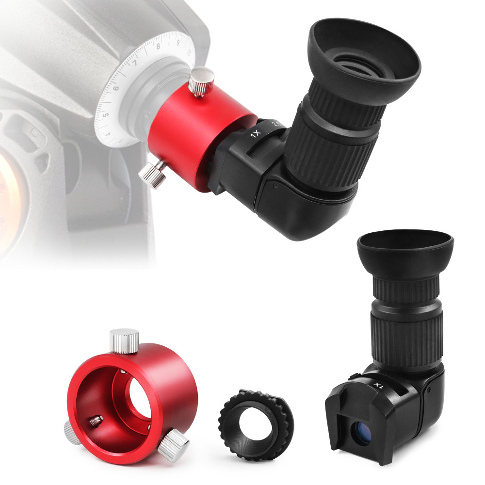 Astromania Right Angle Viewfinder with Camera 1X/2.5X Magnification Included 6 Mounting Adapters with Polar Scope Metal Adapter, Excellent Combination for Observing More Natural Beauty