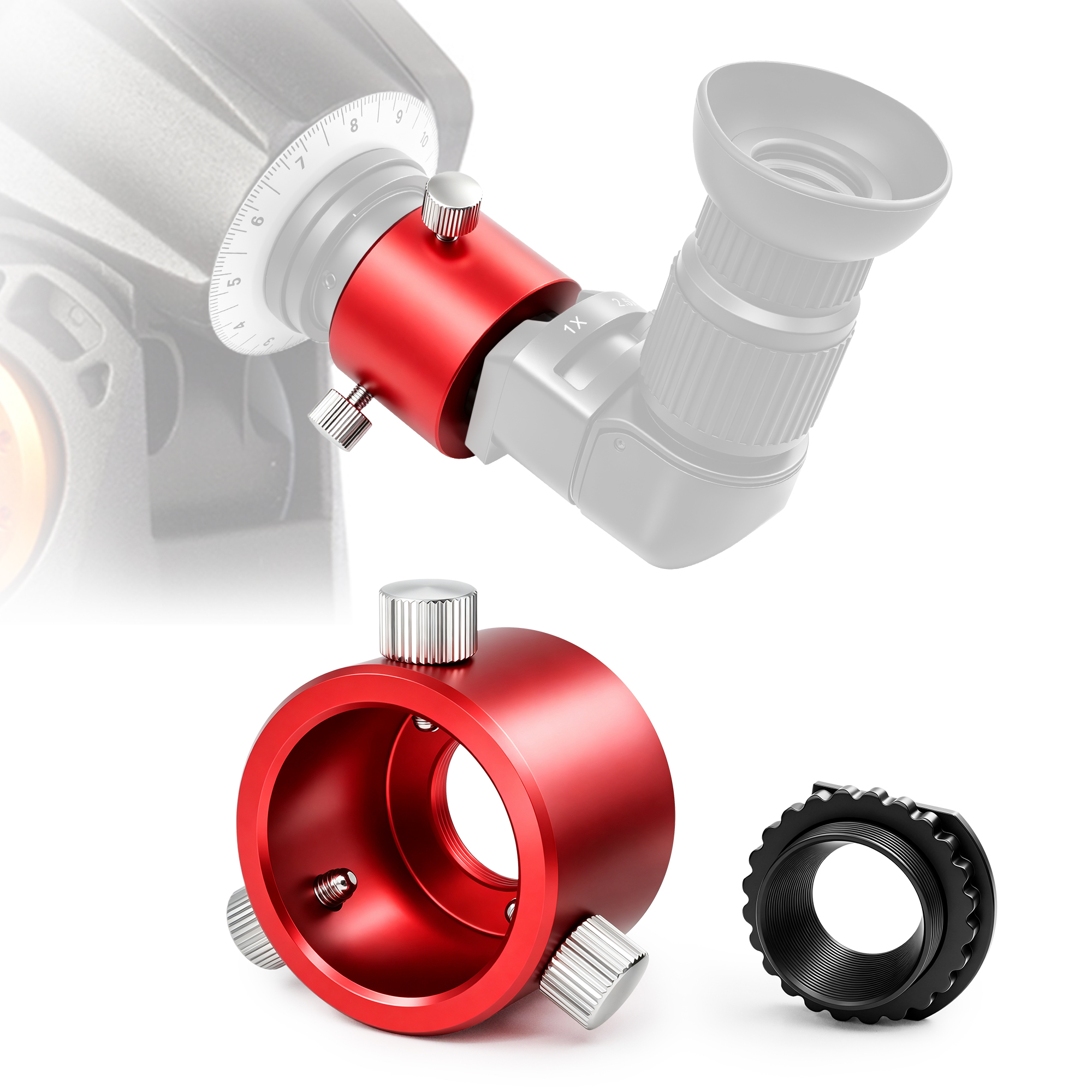 Astromania Polar Scope Adapter for Right Angle Viewfinder - Mount Angled Finder on Polar Finder of Most Common Mounts, Makes Polar Alignment at Breeze and More Comfortable