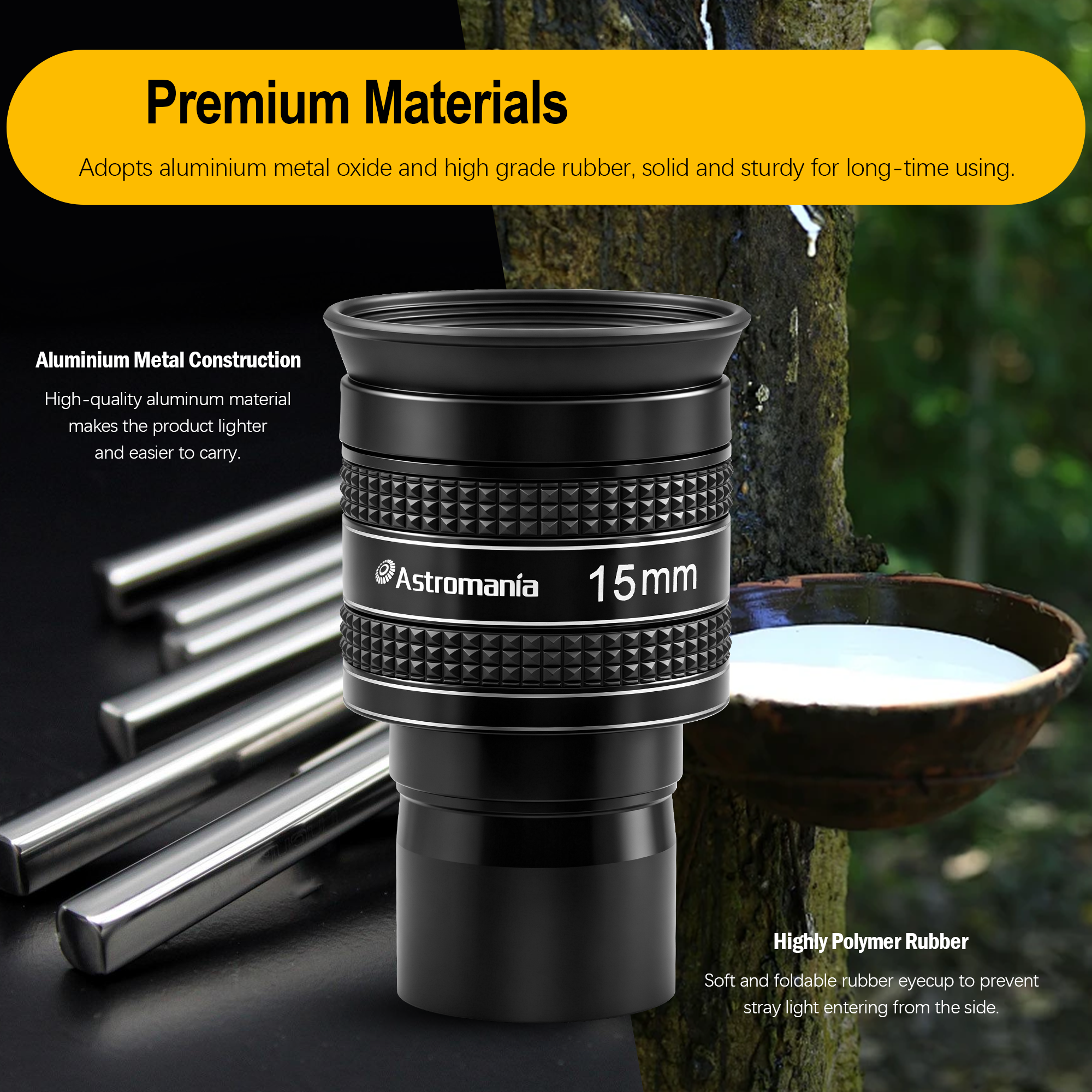 Astromania Telescope Eyepiece 15mm, Wide Angle 58 Degree Apparent Field Planetary Eyepiece for 1.25 inch Astronomy Telescope & Filter, Fully Multi-Coated Telescope Accessory for Planetary Observation
