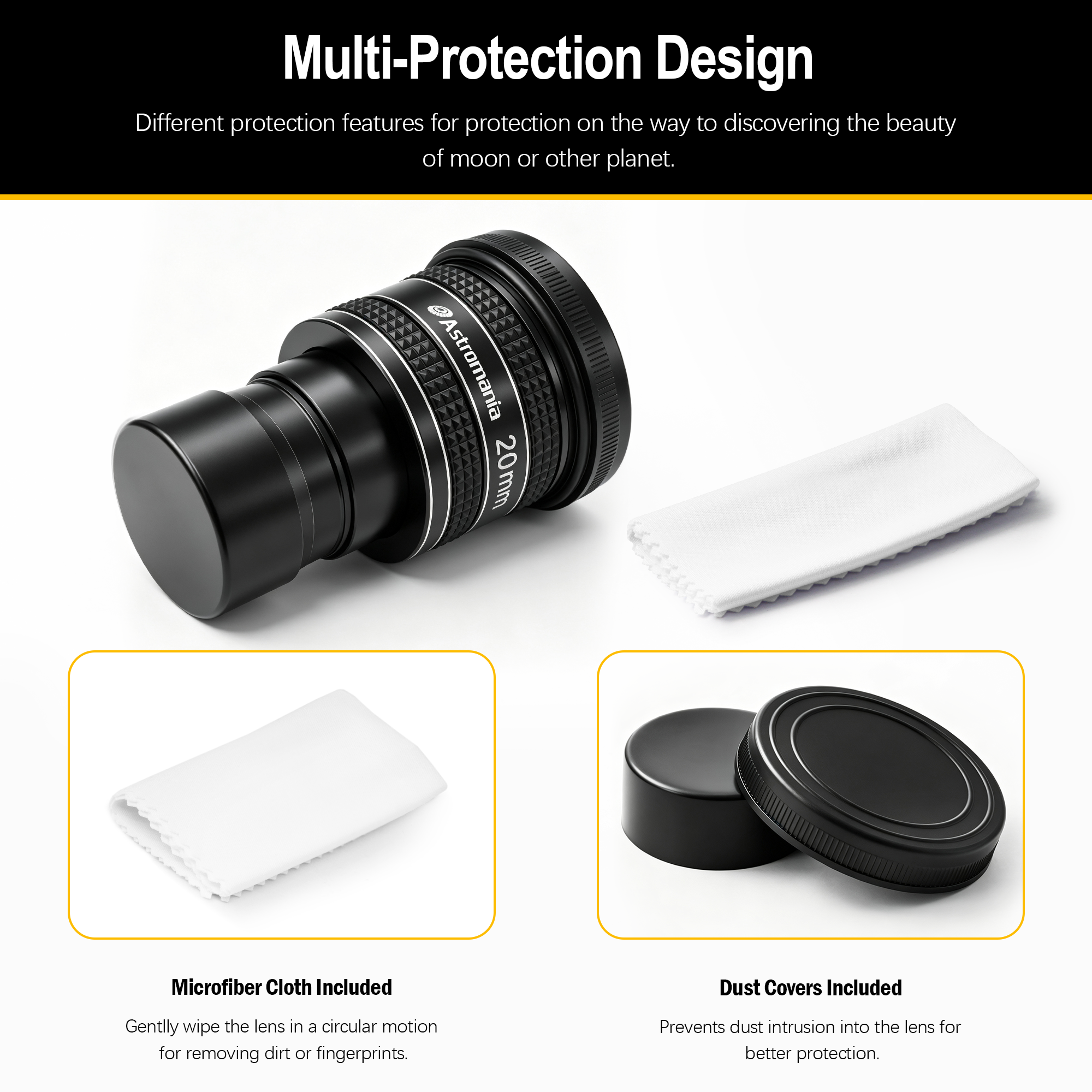 Astromania Telescope Eyepiece 20mm, Wide Angle 58 Degree Apparent Field Planetary Eyepiece for 1.25 inch Astronomy Telescope & Filter, Fully Multi-Coated Telescope Accessory for Planetary Observation