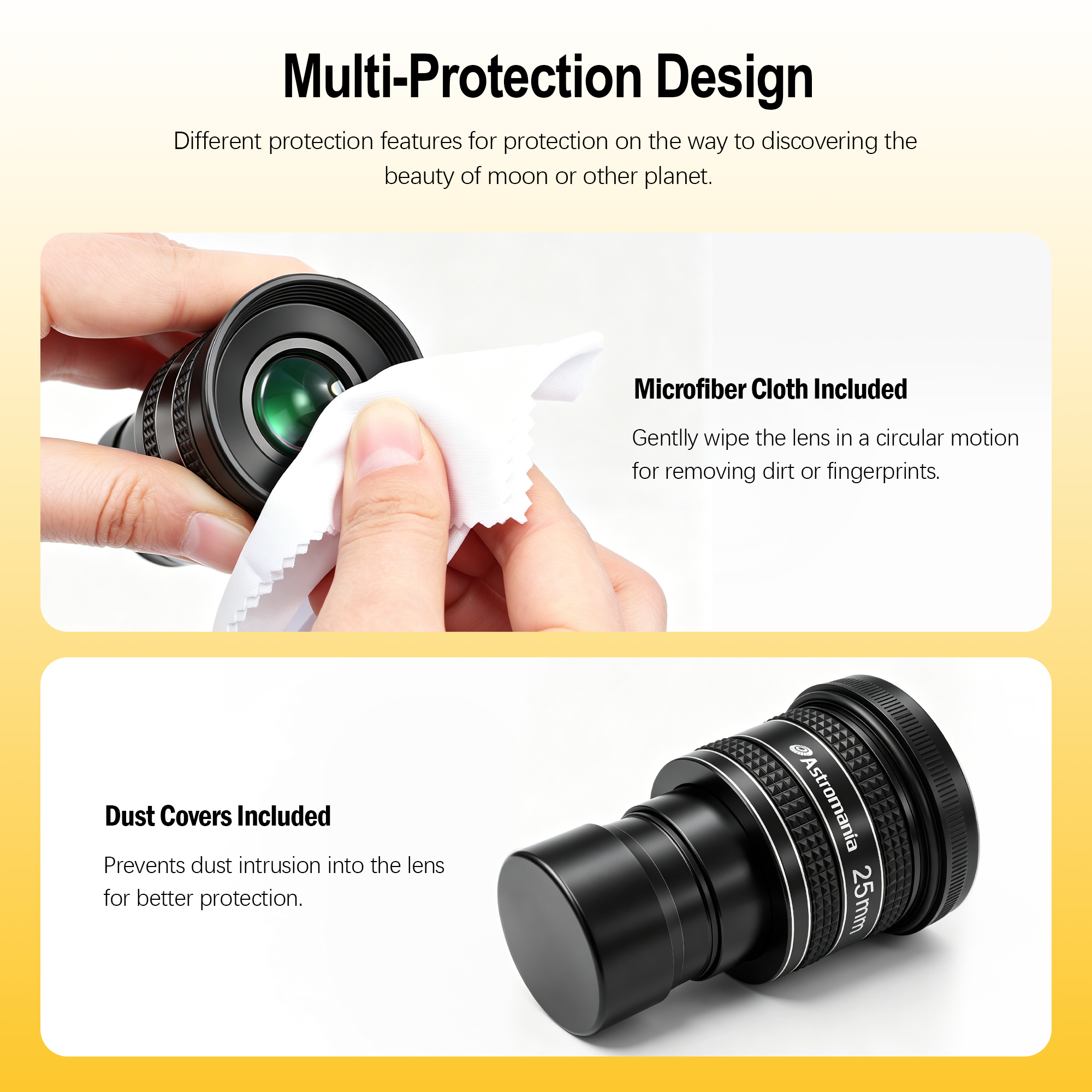 Astromania Telescope Eyepiece 25mm, Wide Angle 58 Degree Apparent Field Planetary Eyepiece for 1.25 inch Astronomy Telescope & Filter, Fully Multi-Coated Telescope Accessory for Planetary Observation