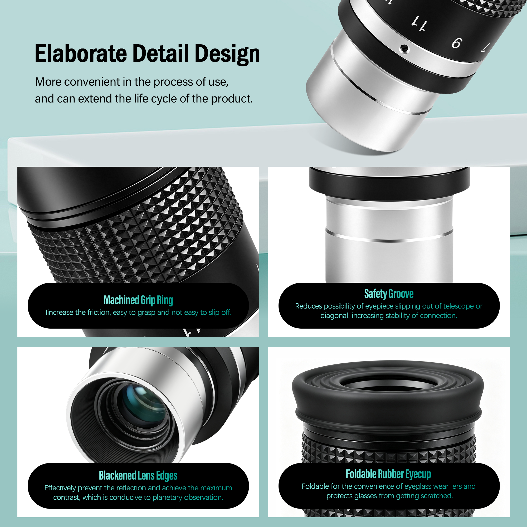 Astromania Zoom Eyepiece for Telescope 7-21mm Zoom Variable Power & Multi-Coated Zoom Lens for Planetary and Deep Space Observation, Compatible with Telescope That Accepts Telescope Eyepiece 1.25 Inch