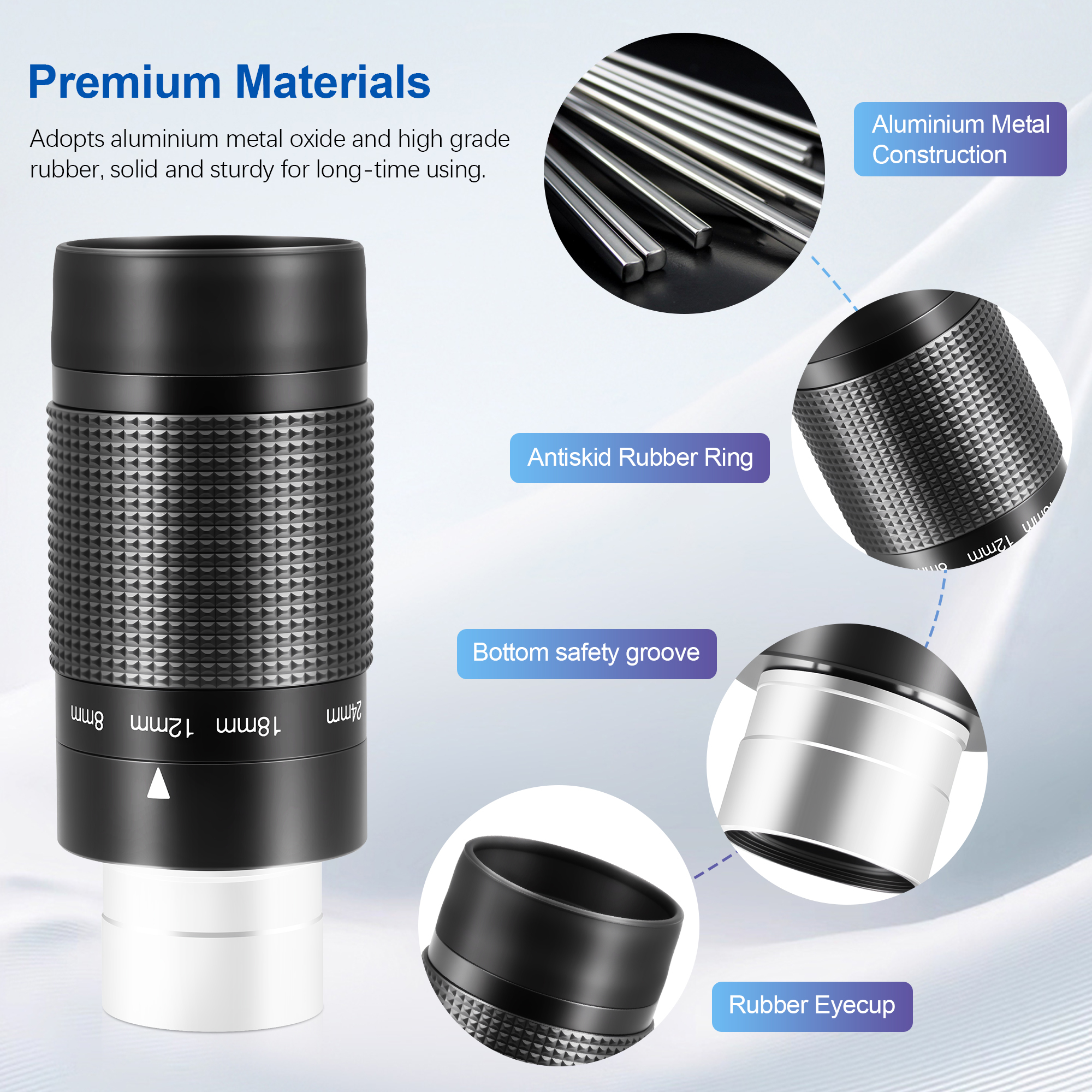 Astromania Zoom Eyepiece for Telescope, 8-24mm Wide Field Zoom Eyepiece Variable Power Design with T Thread for Telescope Photography Compatible with Telescope That Accept Telescope Eyepiece 1.25 Inch