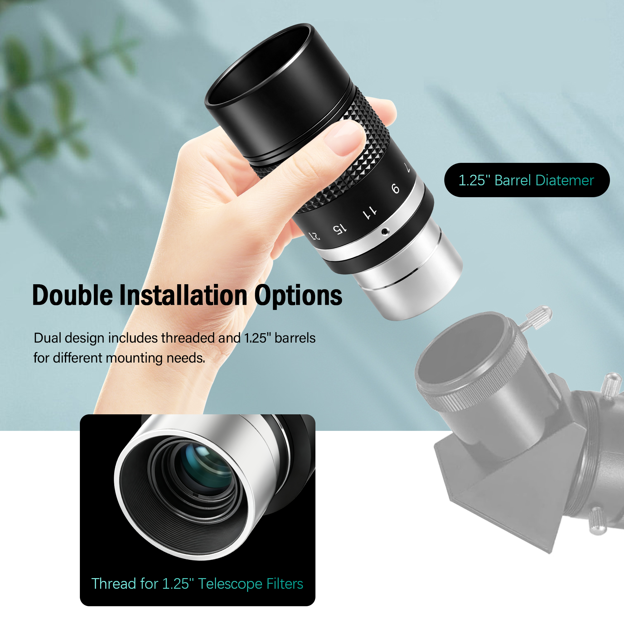 Astromania Zoom Eyepiece for Telescope 7-21mm Zoom Variable Power & Multi-Coated Zoom Lens for Planetary and Deep Space Observation, Compatible with Telescope That Accepts Telescope Eyepiece 1.25 Inch