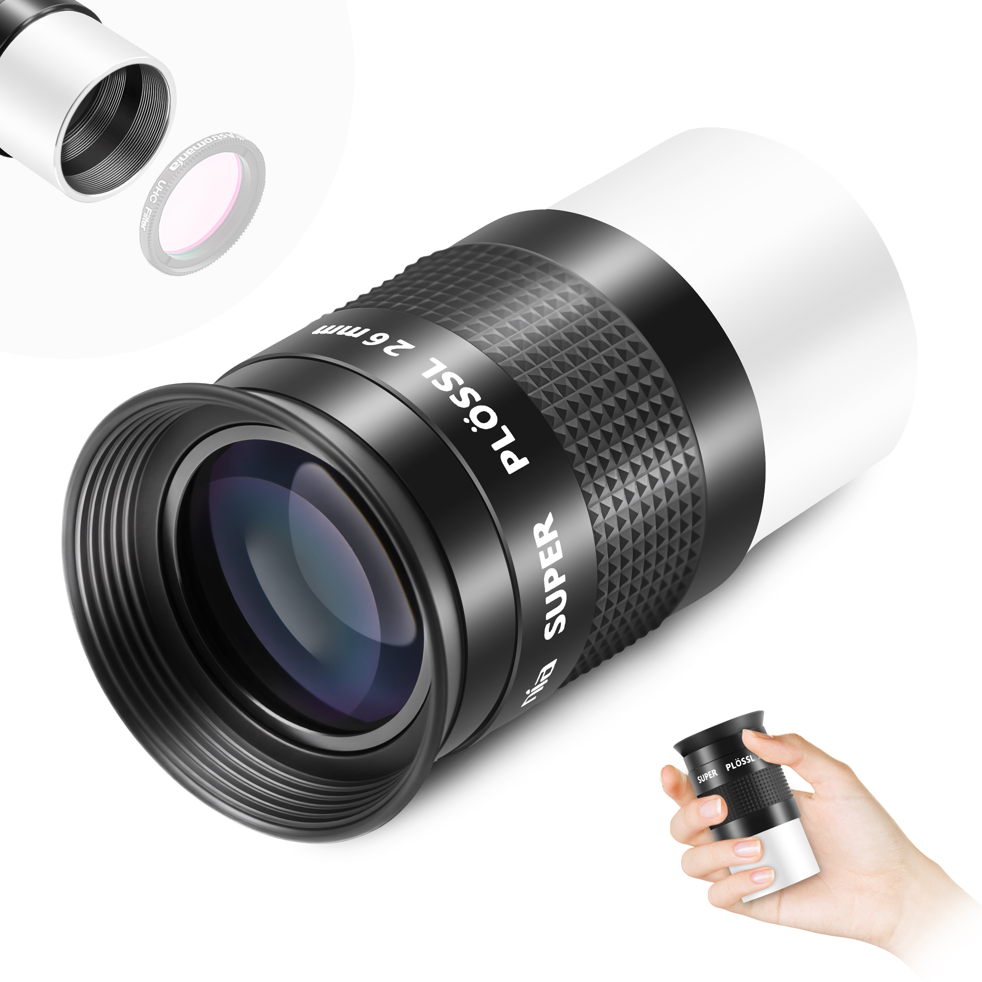 Astromania Eyepiece 26mm Telescope Lense for Astronomy Telescopes, 5 Element Fully Multi-Coated 52 Degree Super Plossl Eyepiece Telescope Accessories with Threaded for Standard 1.25 Inches Filter