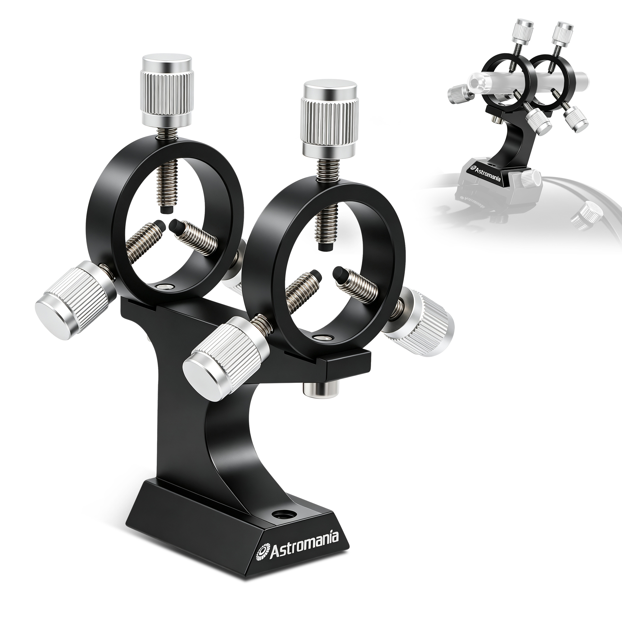 Astromania Aluminum Alloy Adjustable Laser Finder Scope Mounting Bracket with 1/4 Screw- 30mm Inside Diameter (Pair) - for Astronomy Laser Pointer