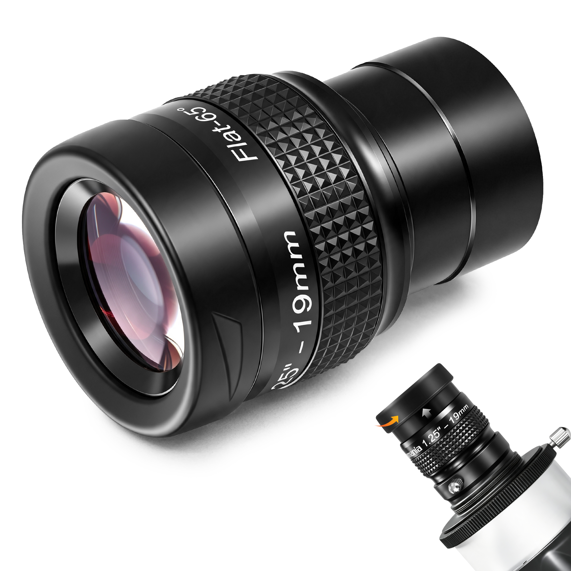 Astromania Telescope Eyepiece Flat Field Eyepiece 19mm Fully Mutil Coated 1.25 inch Metal 65 Degree Ultra Wide Angle Telescope Accessory for Astronomy Telescope, Flat Image Field & Crystal Clear Image