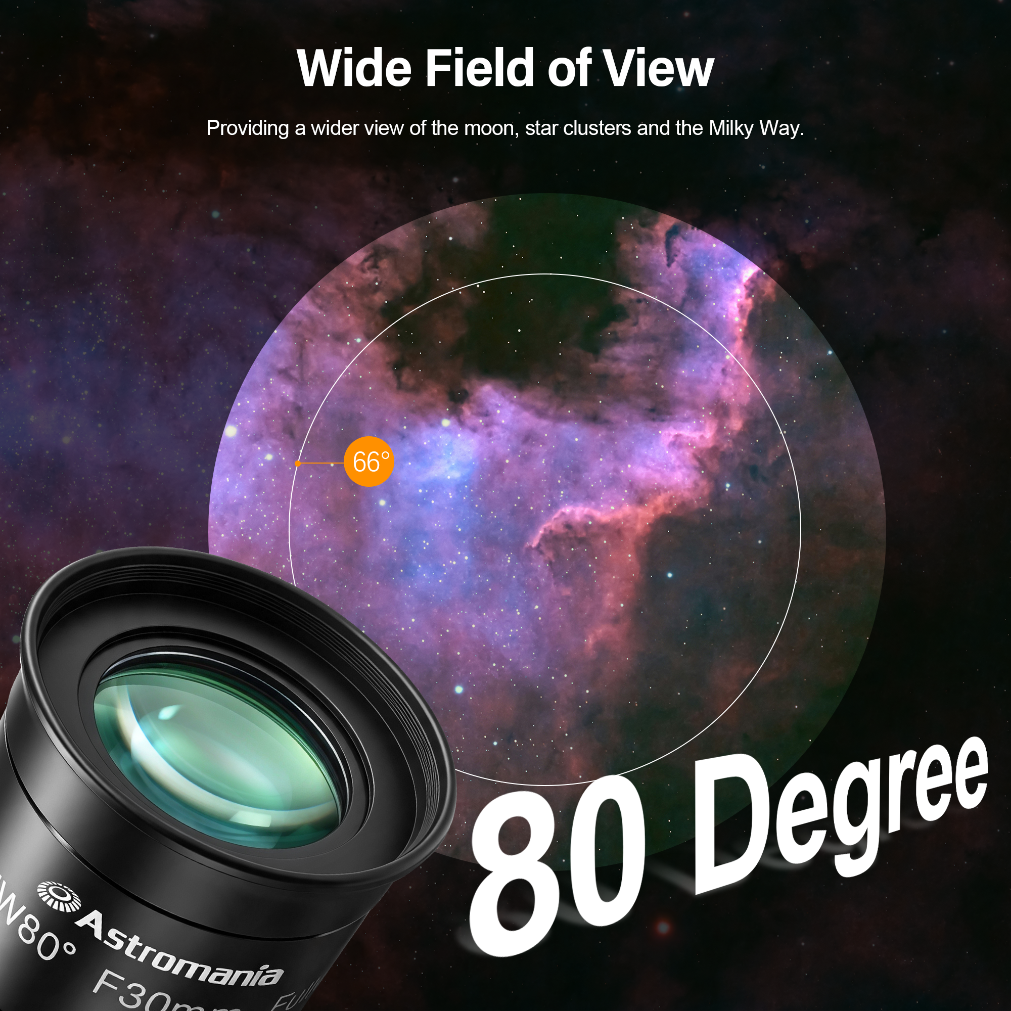 Astromania Fully Multi-coated 2" Ultra-Wide 80 Degree Eyepiece For Telescope - F30mm