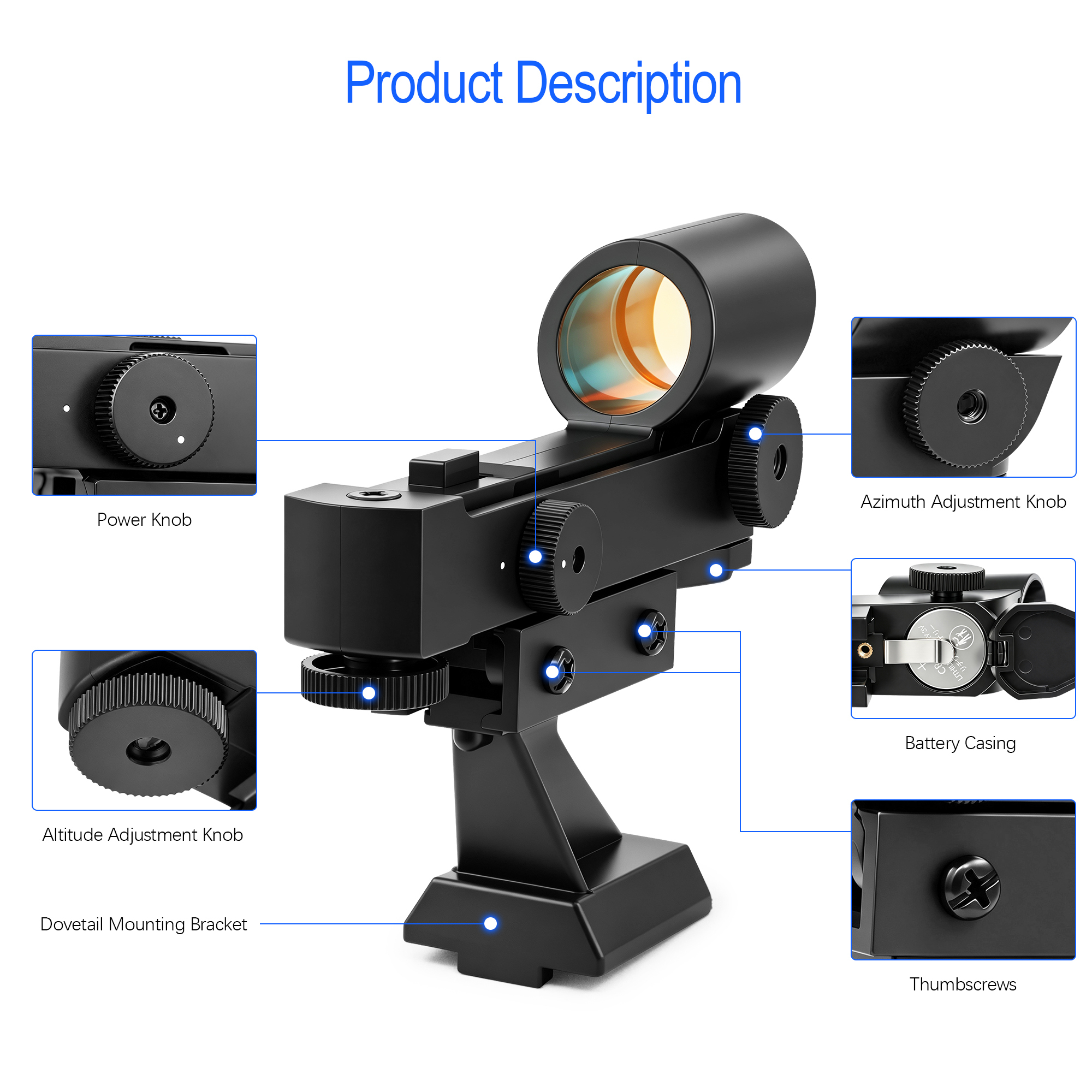 Astromania Red Dot Finder Scope StarPointer Finderscope for Astronomical Telescopes Reflex Viewfinder, Finder Sight Telescope Accessories with Slide-in Bracket Compatible for Universal Dovetail Base