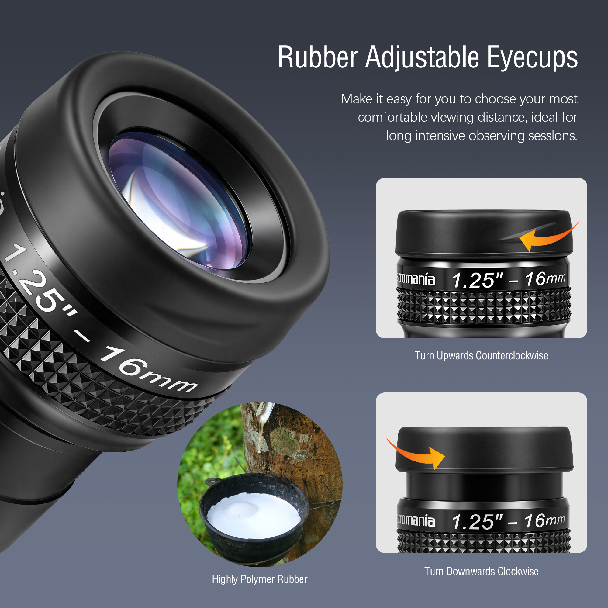 Astromania Telescope Eyepiece Flat Field Eyepiece 16mm Fully Mutil Coated 1.25 inch Metal 65 Degree Ultra Wide Angle Telescope Accessory for Astronomy Telescope, Flat Image Field & Crystal Clear Image