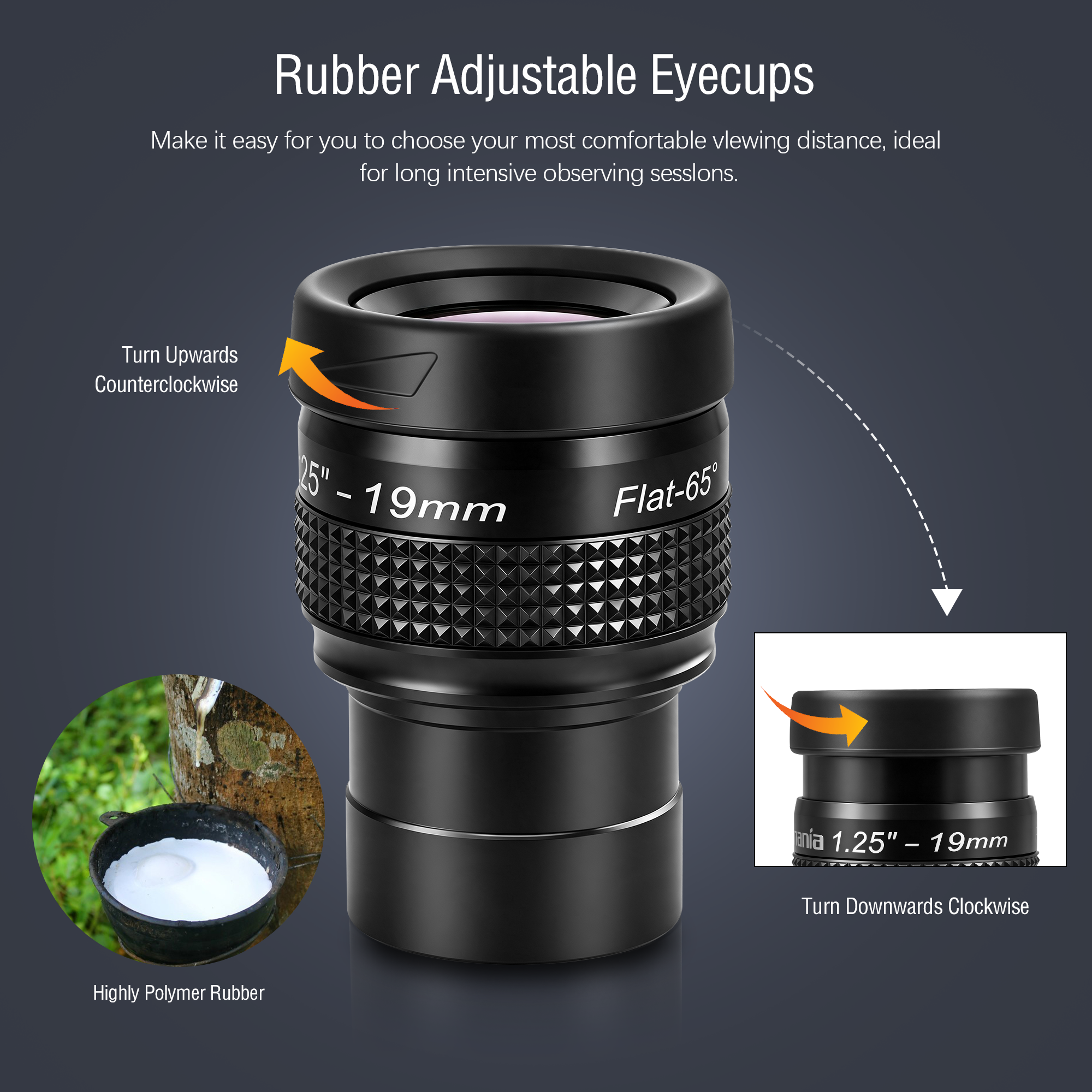 Astromania Telescope Eyepiece Flat Field Eyepiece 19mm Fully Mutil Coated 1.25 inch Metal 65 Degree Ultra Wide Angle Telescope Accessory for Astronomy Telescope, Flat Image Field & Crystal Clear Image