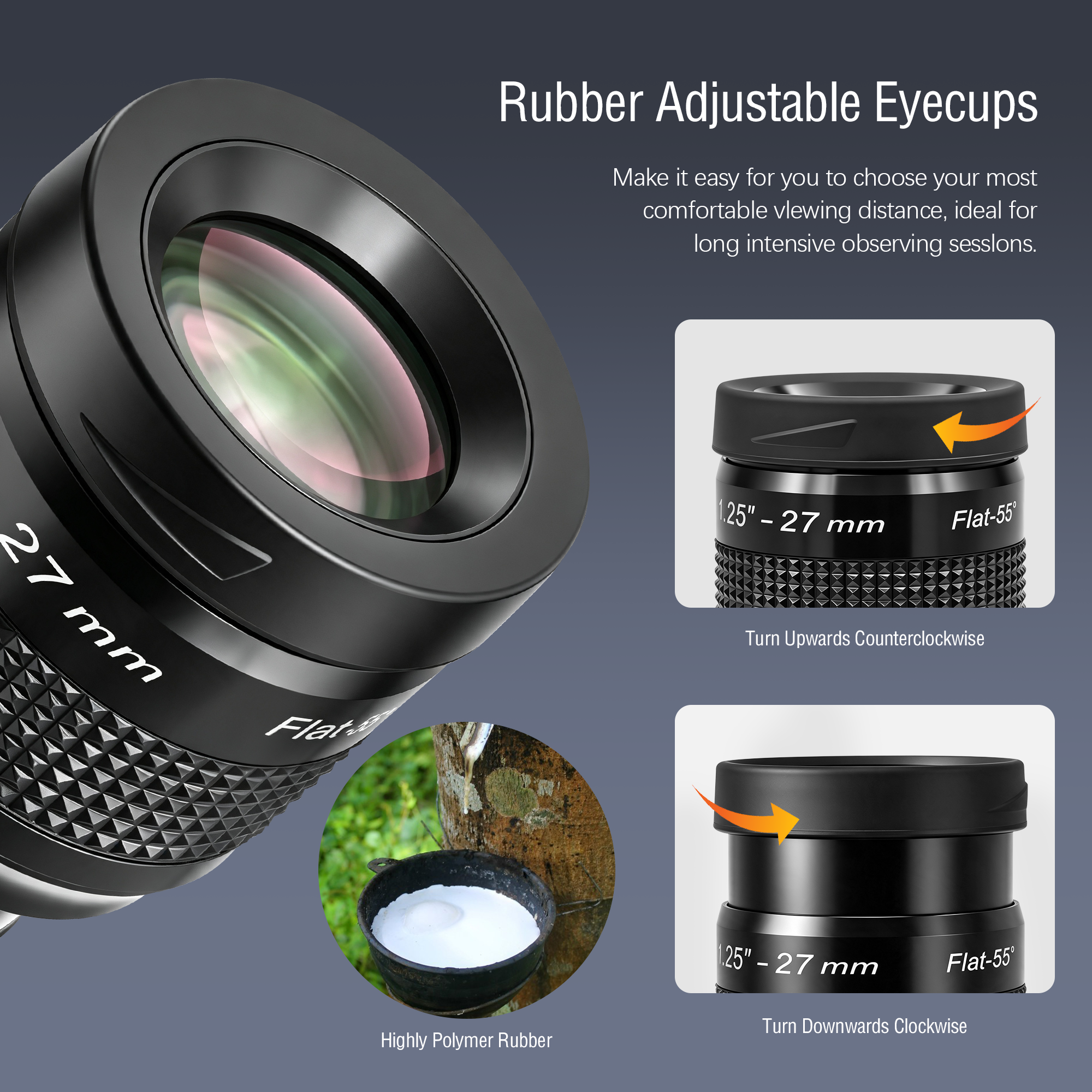 Astromania Telescope Eyepiece Flat Field Eyepiece 27mm Fully Mutil Coated 1.25 inch Metal 55 Degree Ultra Wide Angle Telescope Accessory for Astronomy Telescope, Flat Image Field & Crystal Clear Image