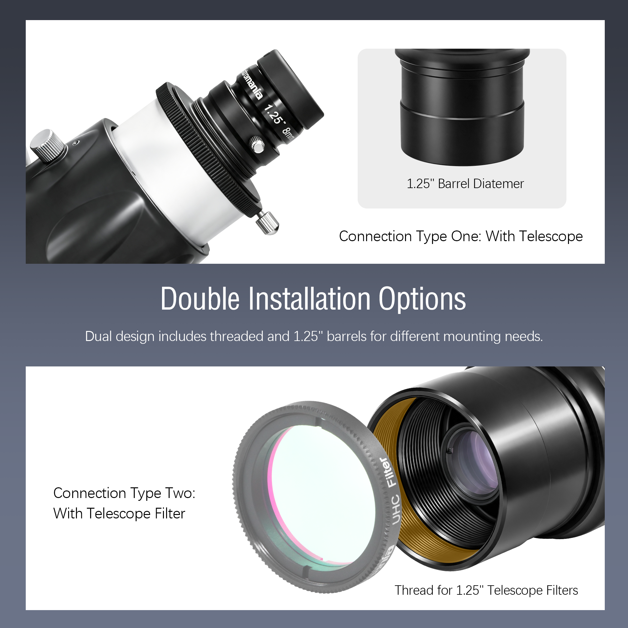 Astromania Telescope Eyepiece Flat Field Eyepiece 8mm Fully Mutil Coated 1.25 inch Metal 65 Degree Ultra Wide Angle Telescope Accessory for Astronomy Telescope, Flat Image Field & Crystal Clear Images