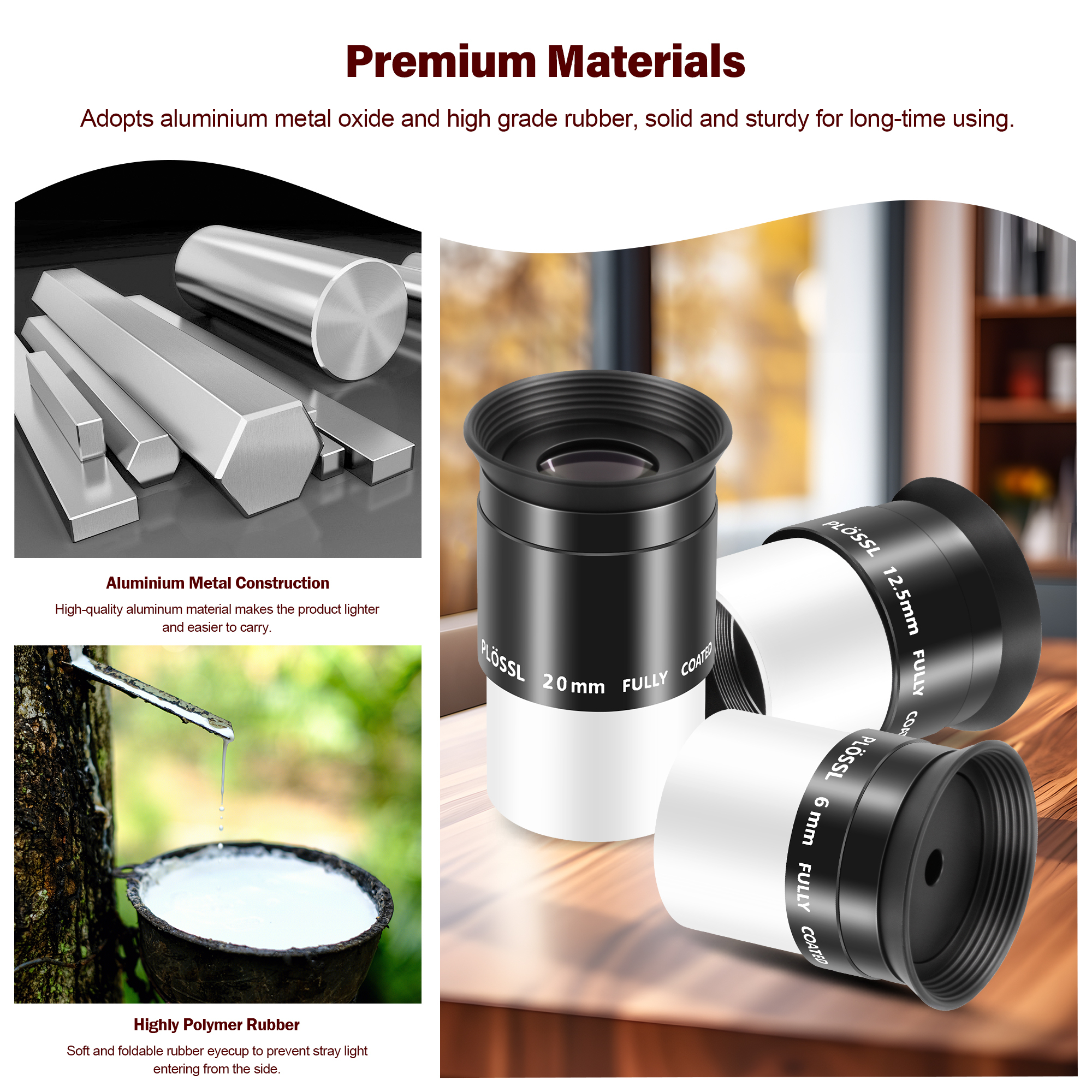 Astromania Telescope Eyepiece Set 1.25 Inch, Plossl Eyepiece Kit Includes 6mm 12.5mm 20mm Telescope Lense 4-Element Fully Multi-Coated & Filter Thread, Telescope Accessory Kit for Astronomy Telescopes