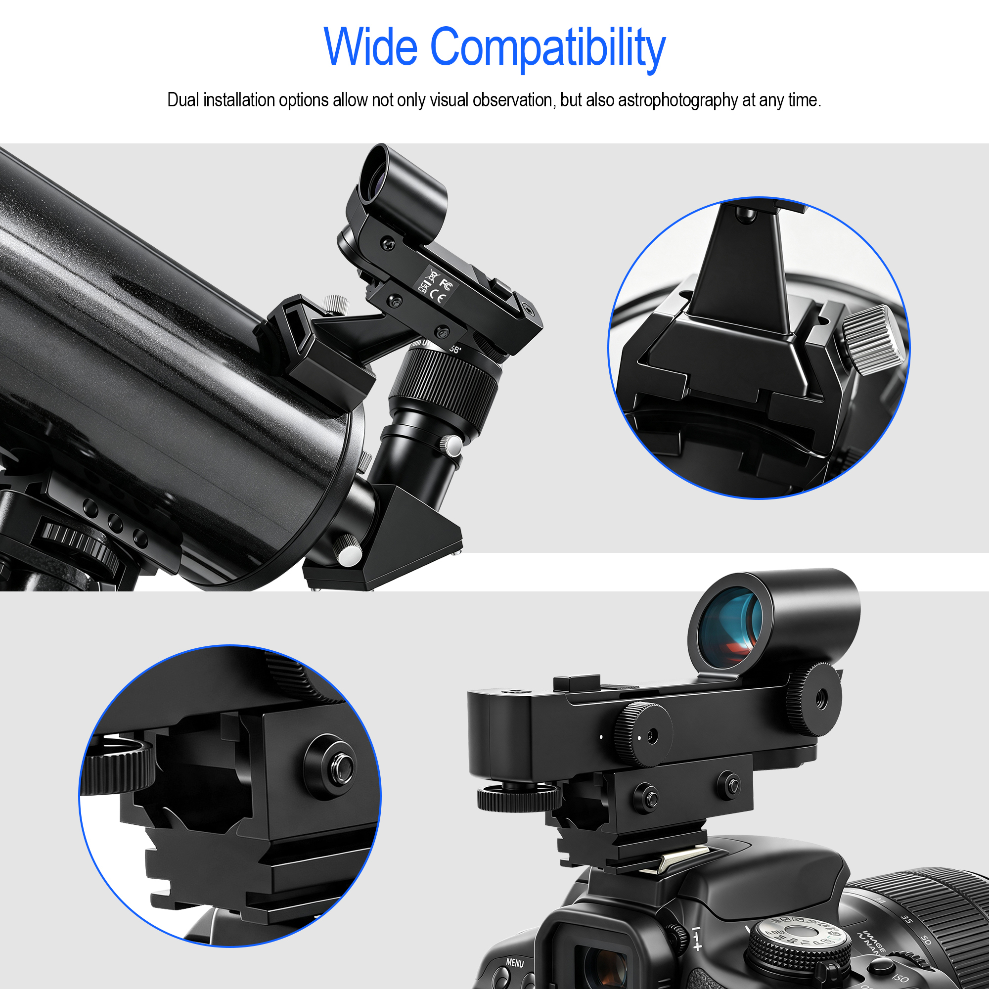 Astromania Red Dot Finder Scope StarPointer Finderscope for Astronomical Telescopes Reflex Viewfinder, Finder Sight Telescope Accessories with Slide-in Bracket Compatible for Universal Dovetail Base