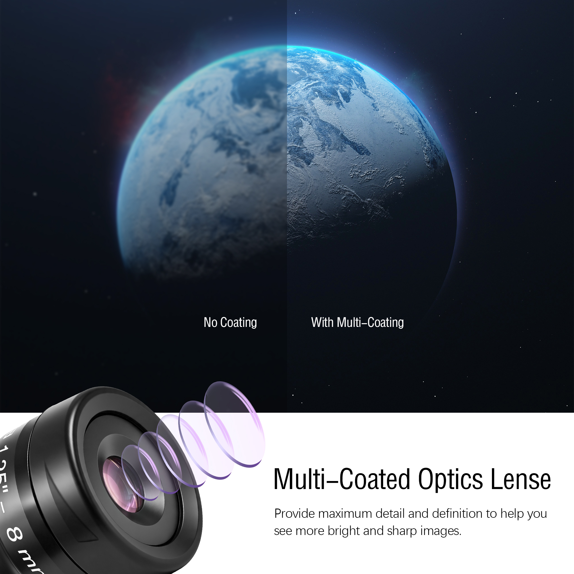 Astromania Telescope Eyepiece Flat Field Eyepiece 8mm Fully Mutil Coated 1.25 inch Metal 65 Degree Ultra Wide Angle Telescope Accessory for Astronomy Telescope, Flat Image Field & Crystal Clear Images