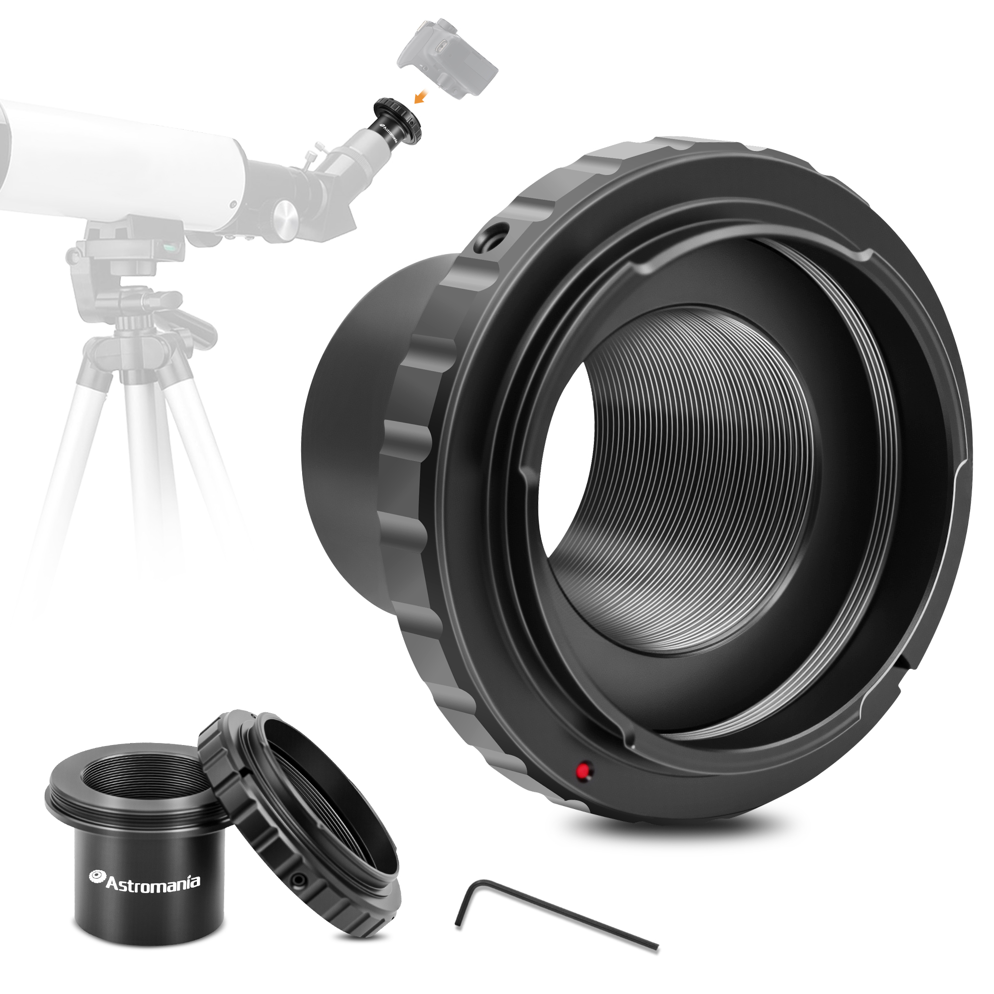Astromania Telescope Photo Camera Adapter for Astrophotography, T Adapter (T-Mount) and T2 T Ring 1.25 inch Telescope Accessories for 42mm Pentax-K SLR/DSLR Cameras & 1.25 inches Astronomy Telescopes