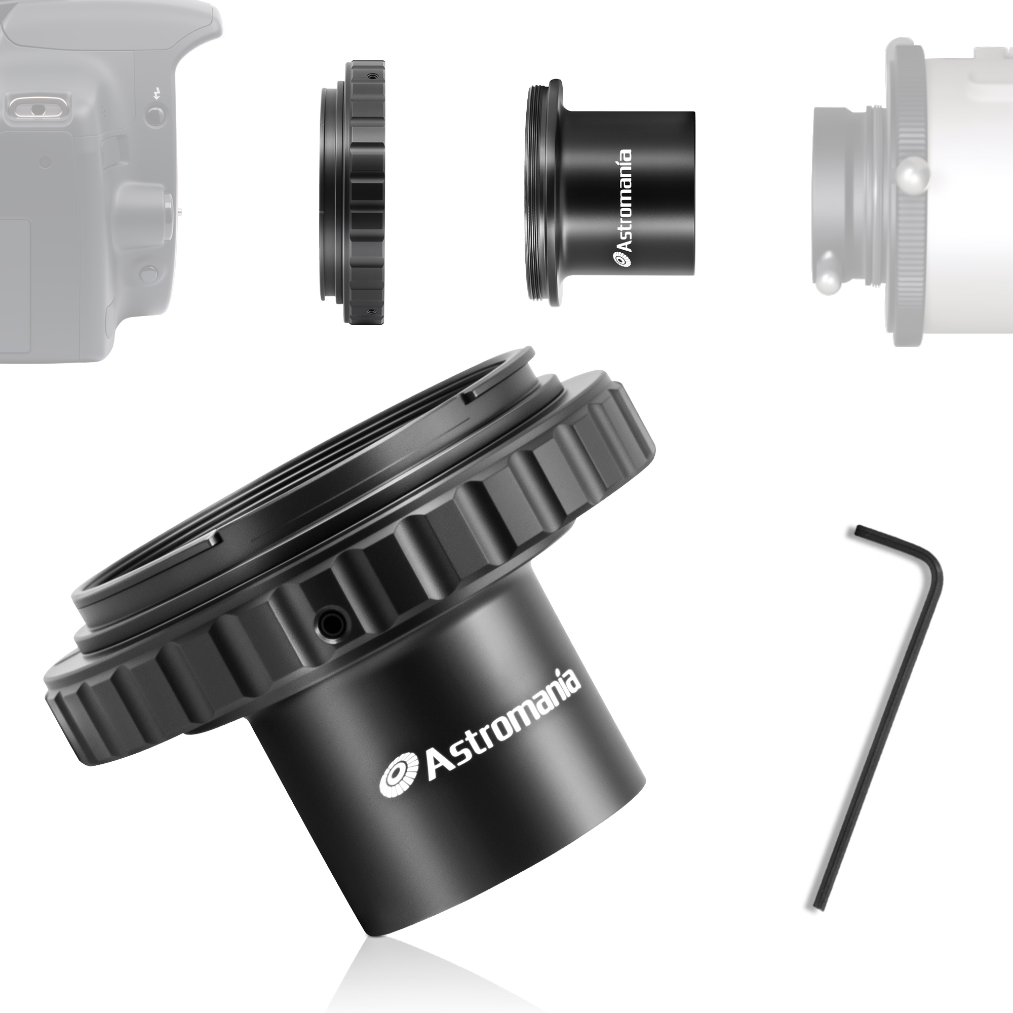 Astromania Telescope Camera Adapter, T2 T Ring and T Adapter M42x0.75 Male Thread to 1.25 Inches Telescope Photo Adapter, T-Mount Telescope Astrophotography Accessories for Canon EOS SLR/DSLR Camera