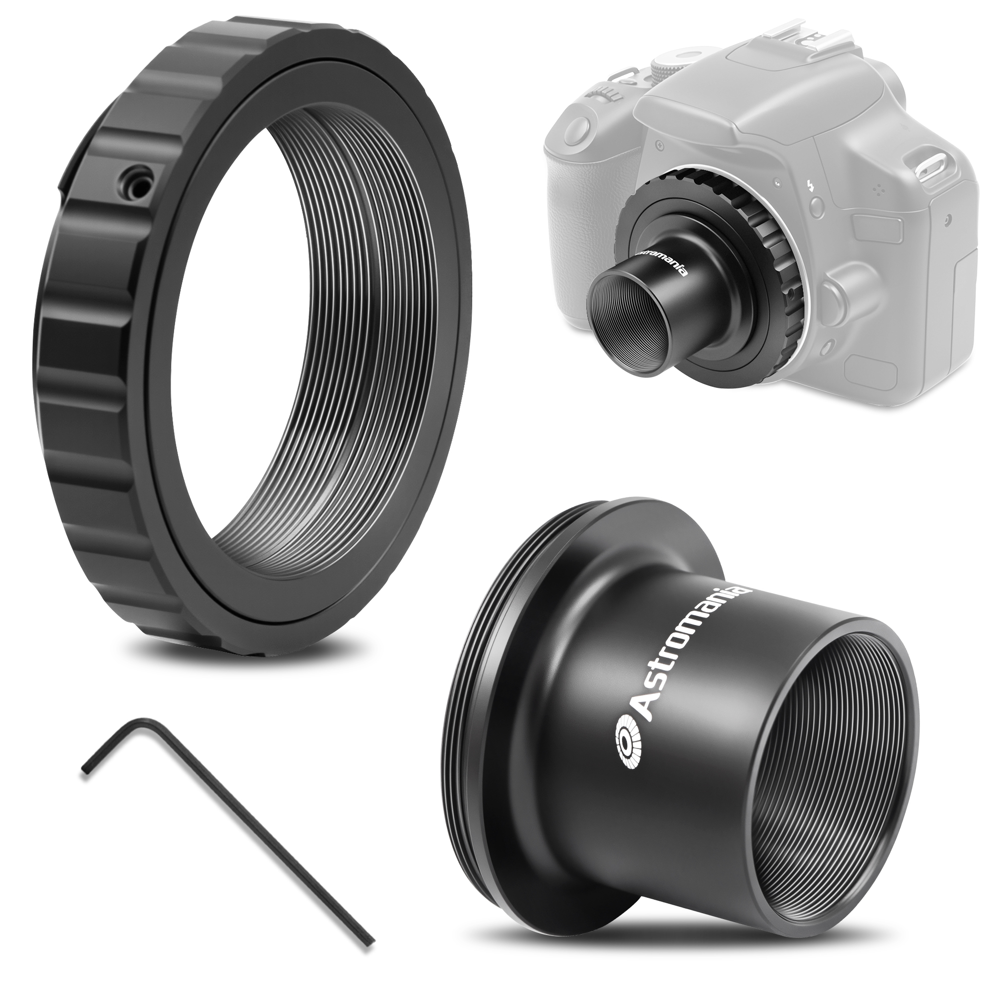 Astromania T2 T Ring and M42 T-Mount Telescope Camera Adapter, T-Ring for Nikon SLR/DSLR Camera with F-Bayonet & T Adapter 1.25 inches Astrophotography Telescope Accessory Fit for Astronomy Telescopes