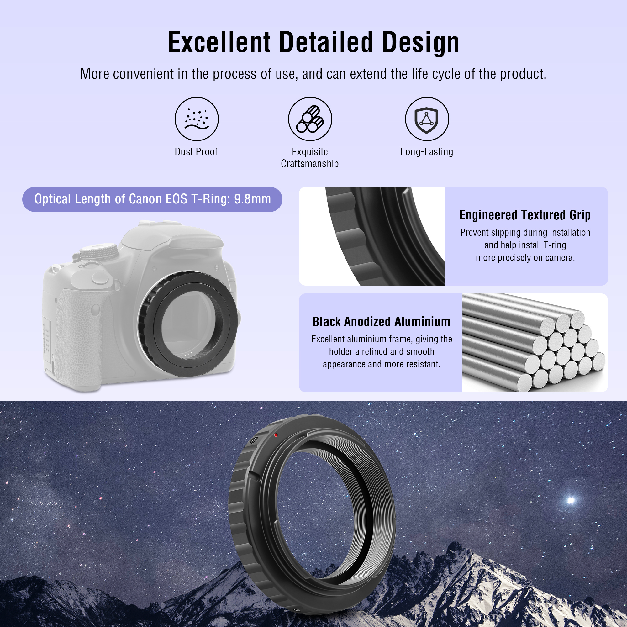 Astromania Metal T-ring Adapter for Canon EOS DSLR/SLR (Fits All Canon EOS SLR/DSLR Cameras)