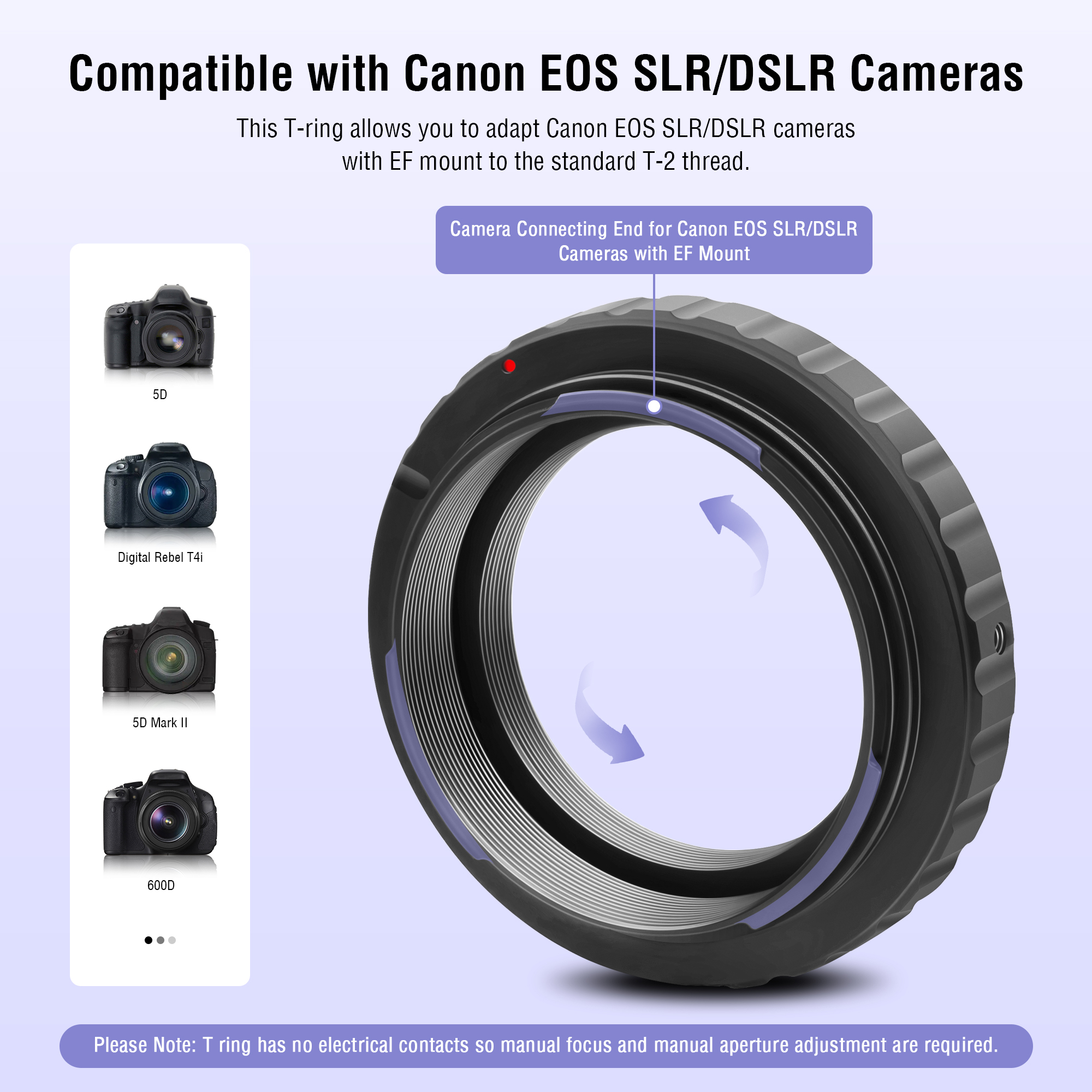 Astromania Metal T-ring Adapter for Canon EOS DSLR/SLR (Fits All Canon EOS SLR/DSLR Cameras)