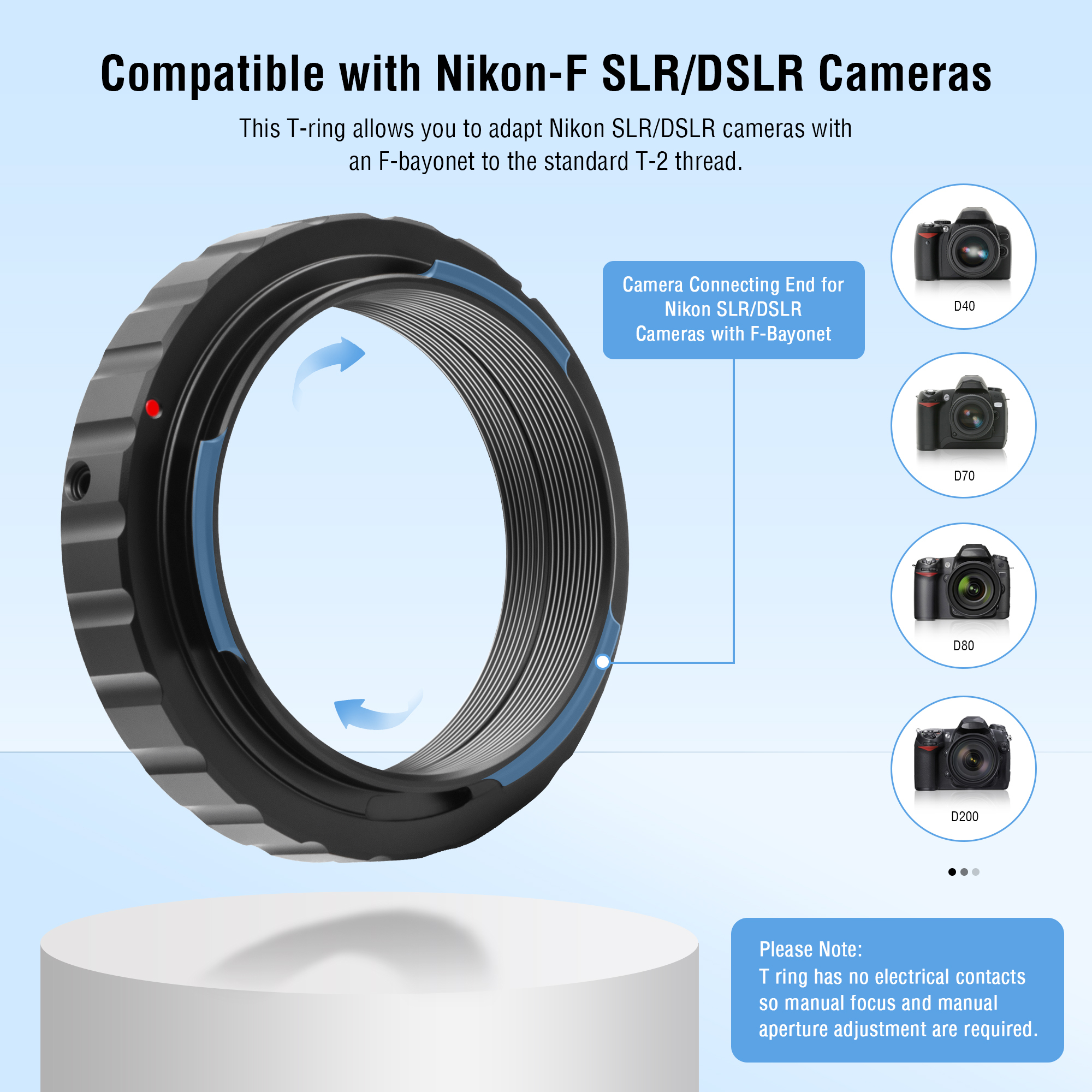 Astromania Metal T-ring Adapter for Nikon DSLR/SLR (Fits all Nikon DSLR/SLR Cameras)