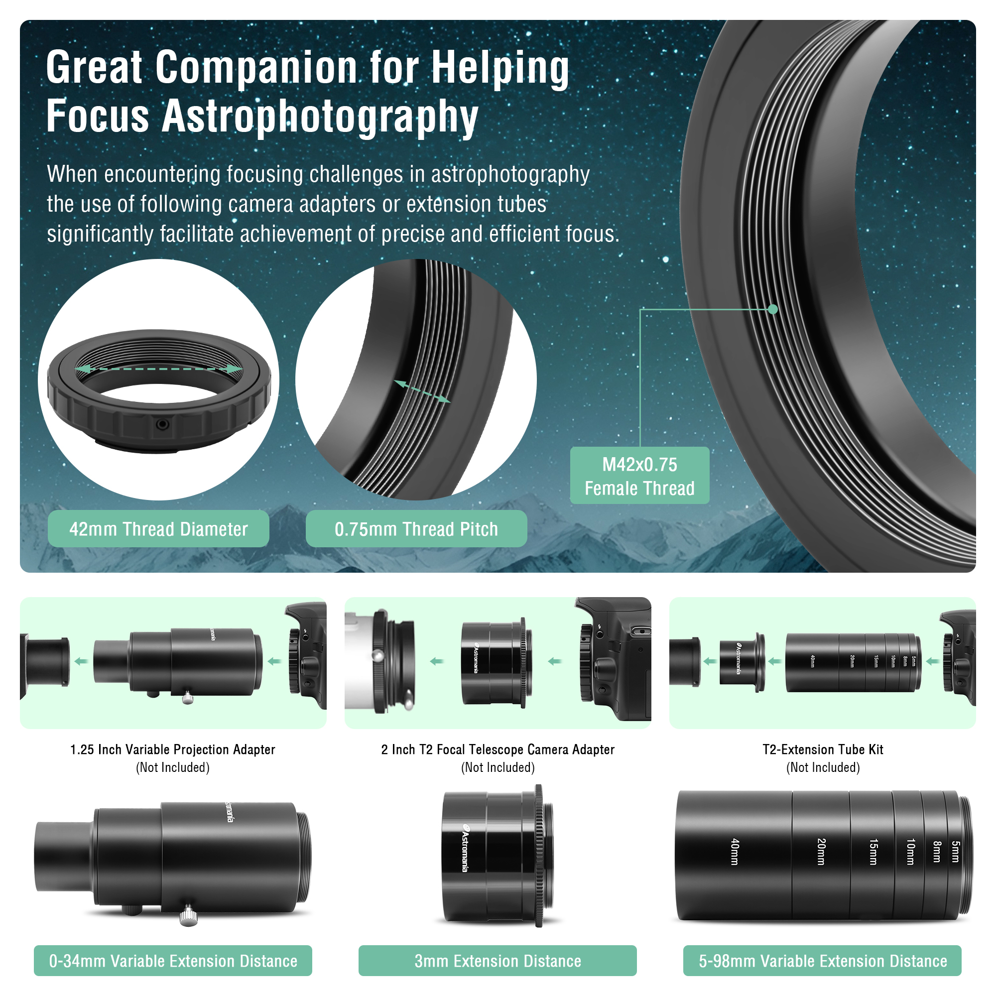 Astromania Telescope/spotting Scope Accessories T-ring for 42mm Pentax-k Camera