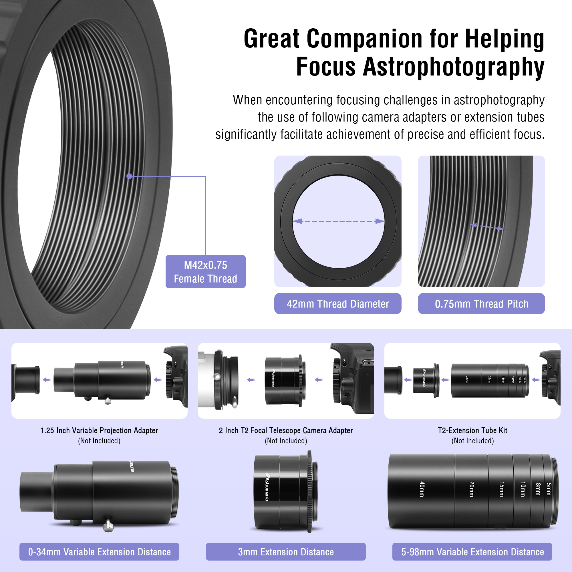 Astromania Metal T-ring Adapter for Canon EOS DSLR/SLR (Fits All Canon EOS SLR/DSLR Cameras)