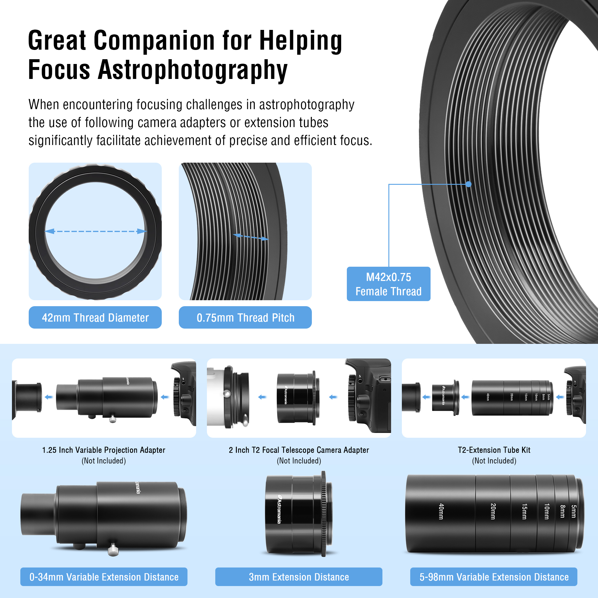 Astromania Metal T-ring Adapter for Nikon DSLR/SLR (Fits all Nikon DSLR/SLR Cameras)