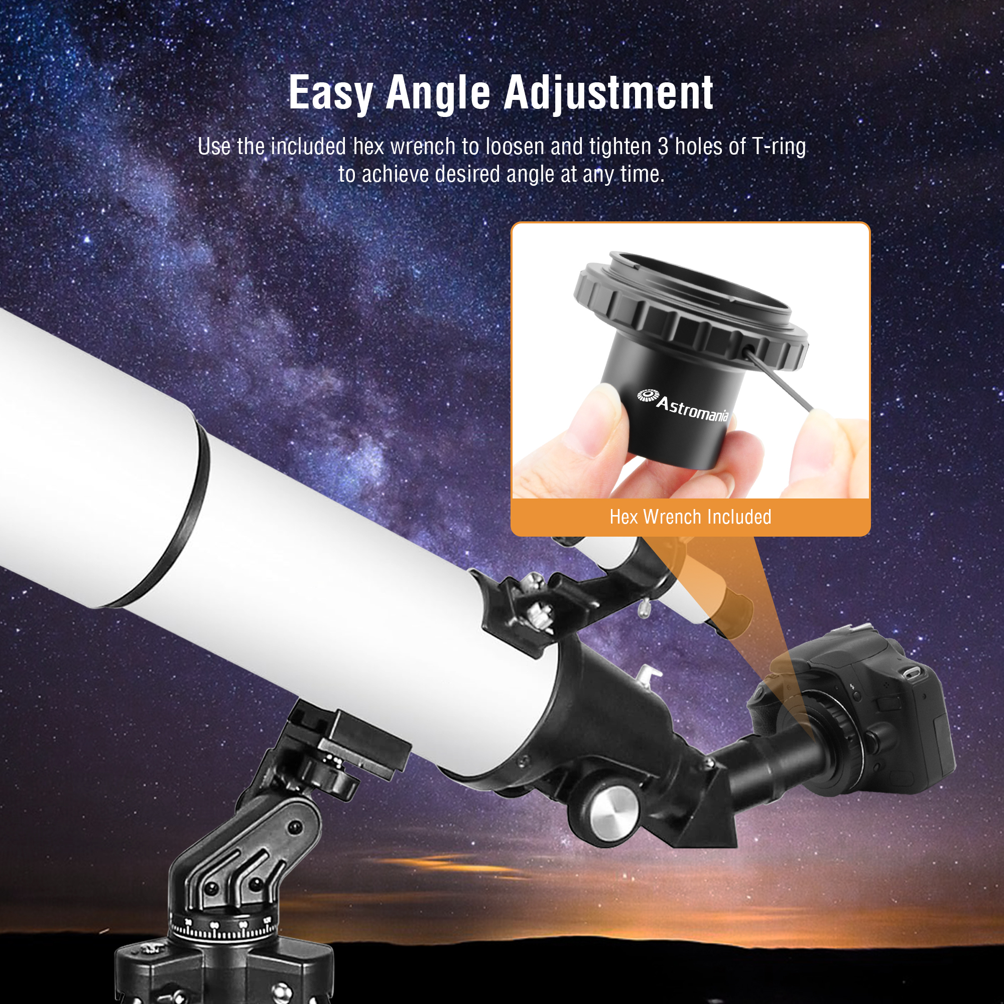 Astromania Telescope Photo Camera Adapter for Astrophotography, T Adapter (T-Mount) and T2 T Ring 1.25 inch Telescope Accessories for 42mm Pentax-K SLR/DSLR Cameras & 1.25 inches Astronomy Telescopes