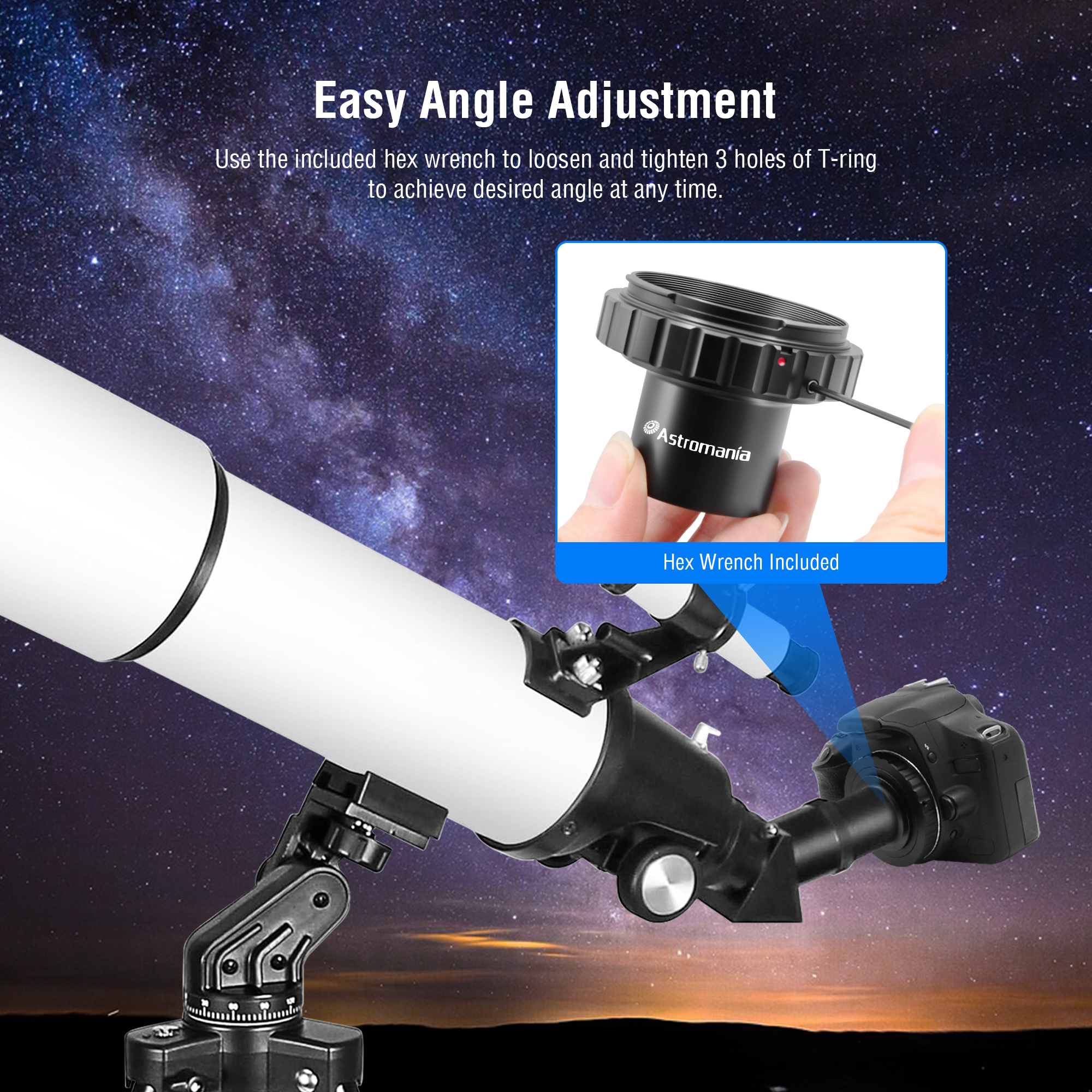 Astromania T-Adapter 1.25 Inches to M42 T-Mount & T2 T Ring Kit Compatible for Minolta SLR/DSLR Cameras with AF Bayonet, Metal Telescope Photo Camera DSLR Adapter Accessories for Astrophotography