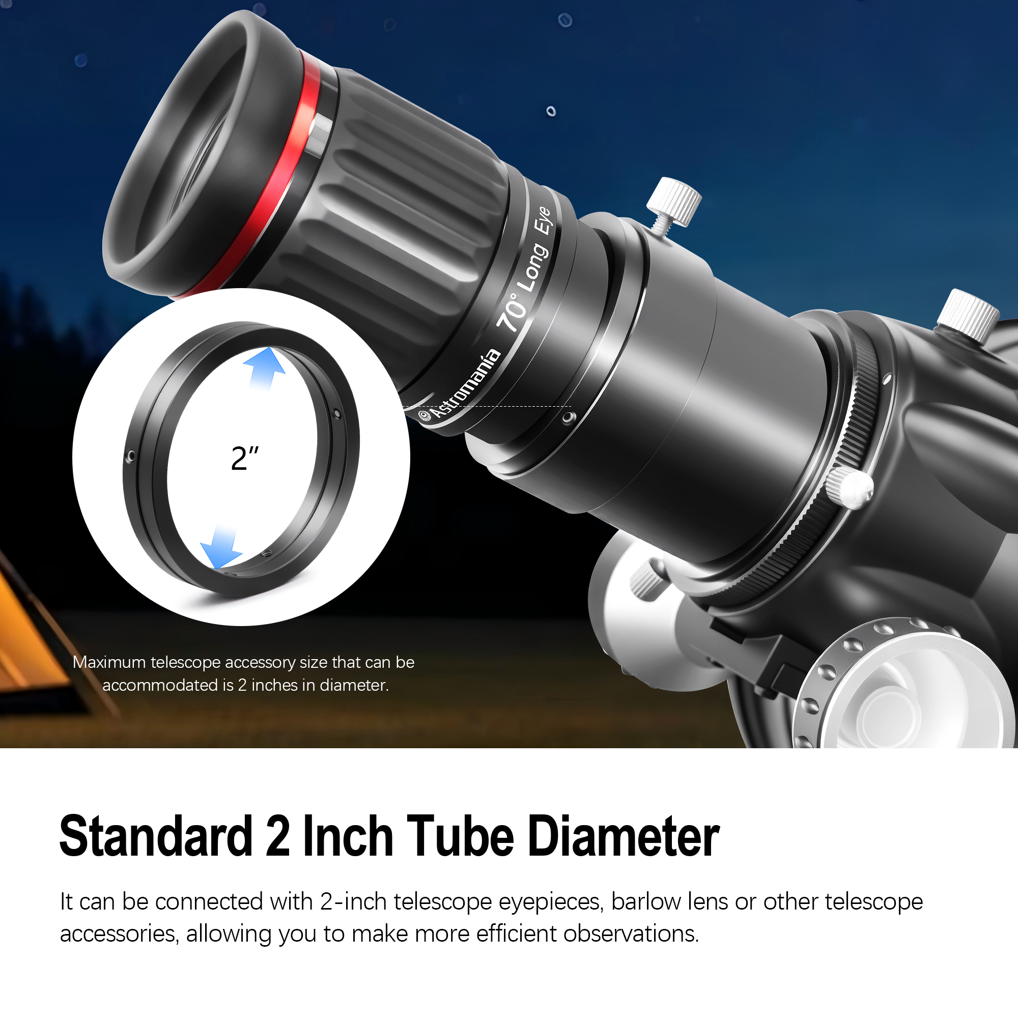 Astromania 2" Parfocal Telescope Eyepiece Rings, Set of Two