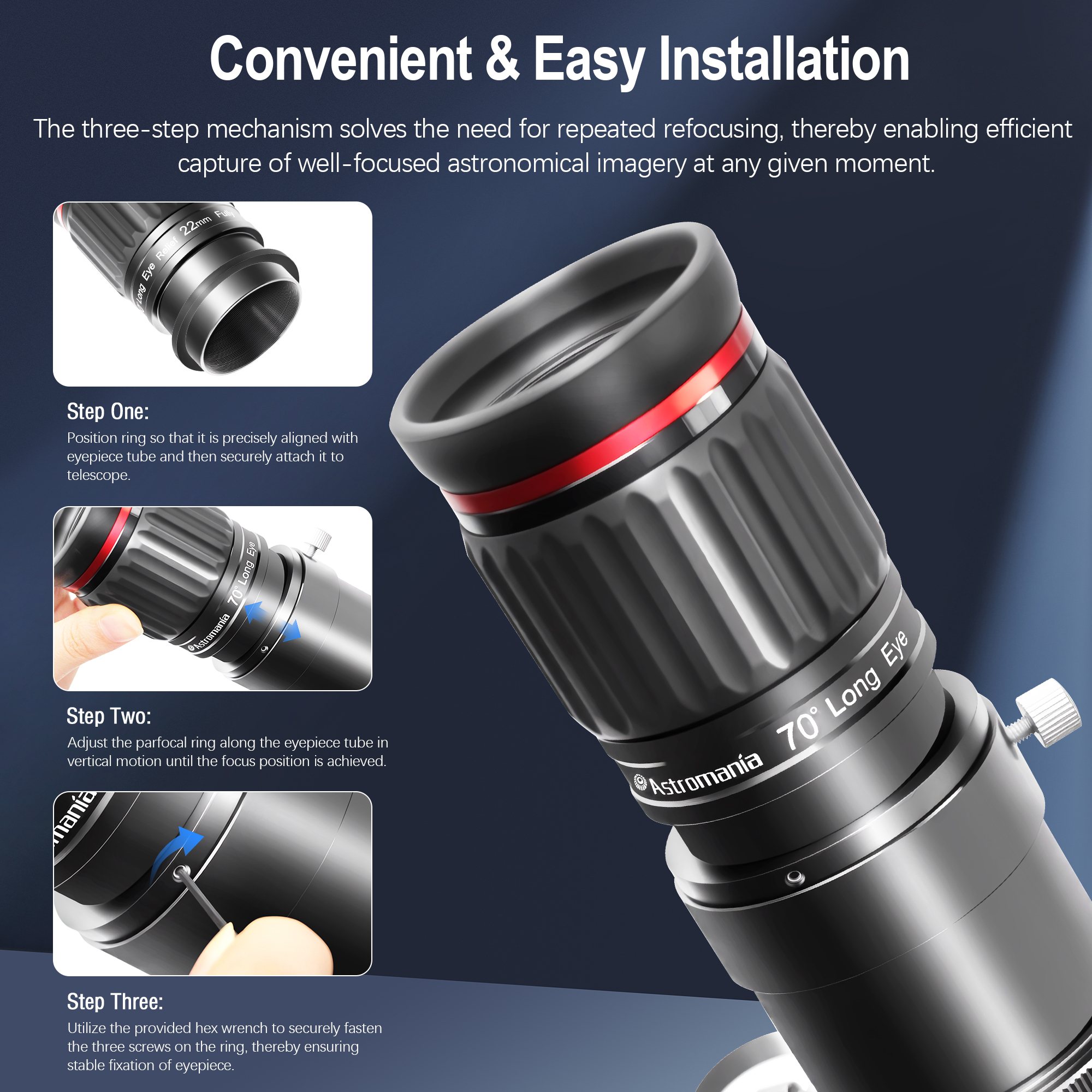 Astromania 2" Parfocal Telescope Eyepiece Rings, Set of Two