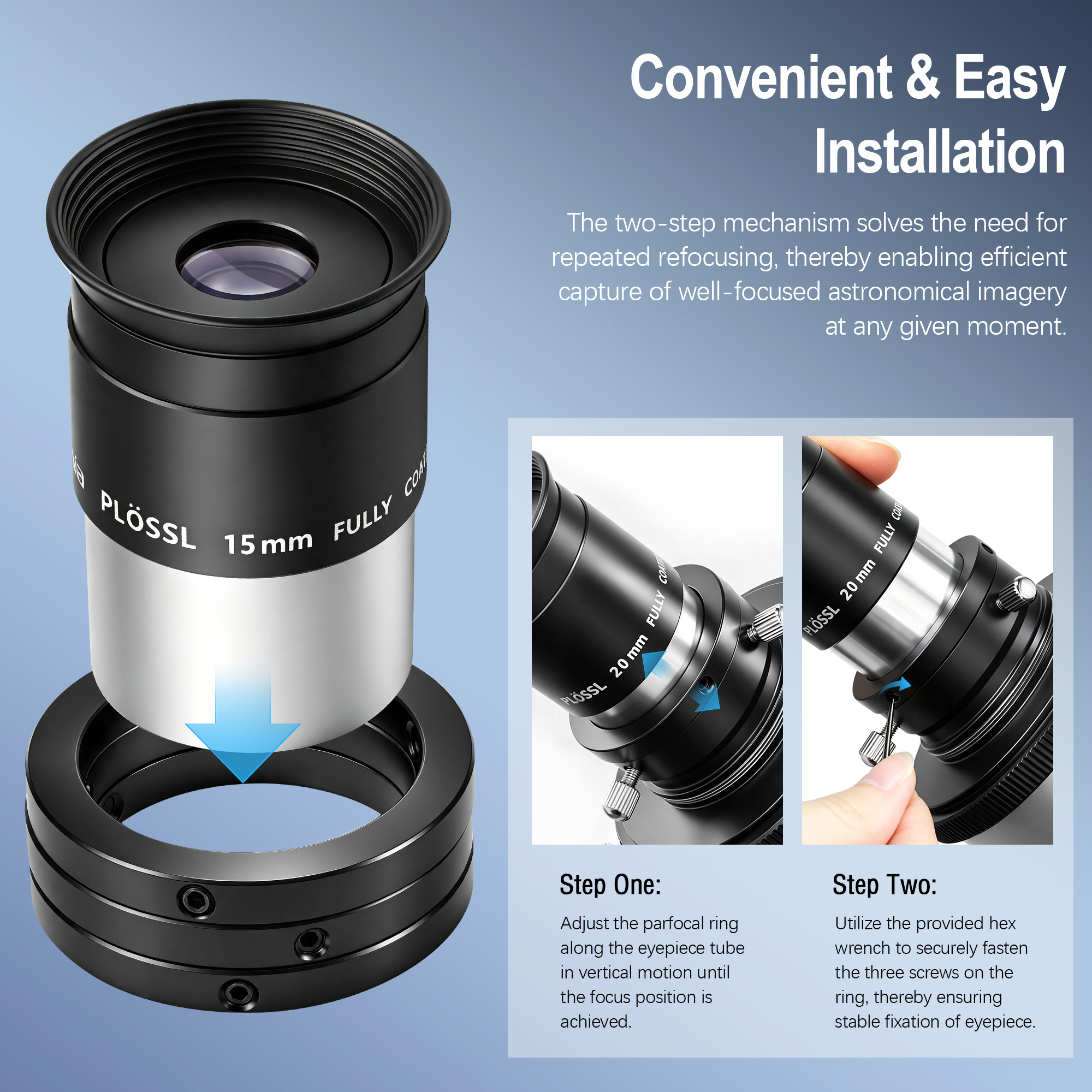 Astromania 1.25" Telescope Eyepiece Parfocal Rings, Set of Three