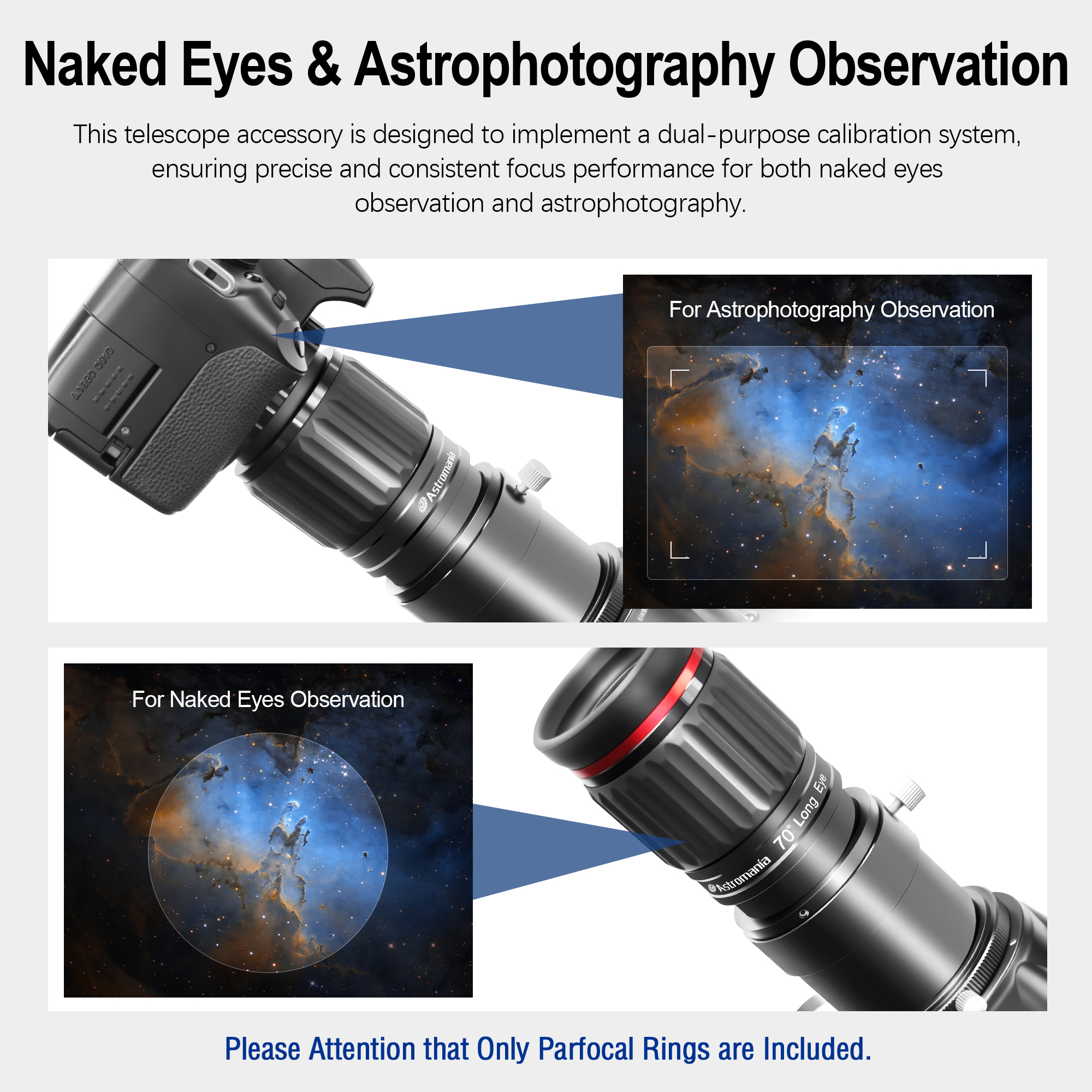 Astromania 2" Parfocal Telescope Eyepiece Rings, Set of Two