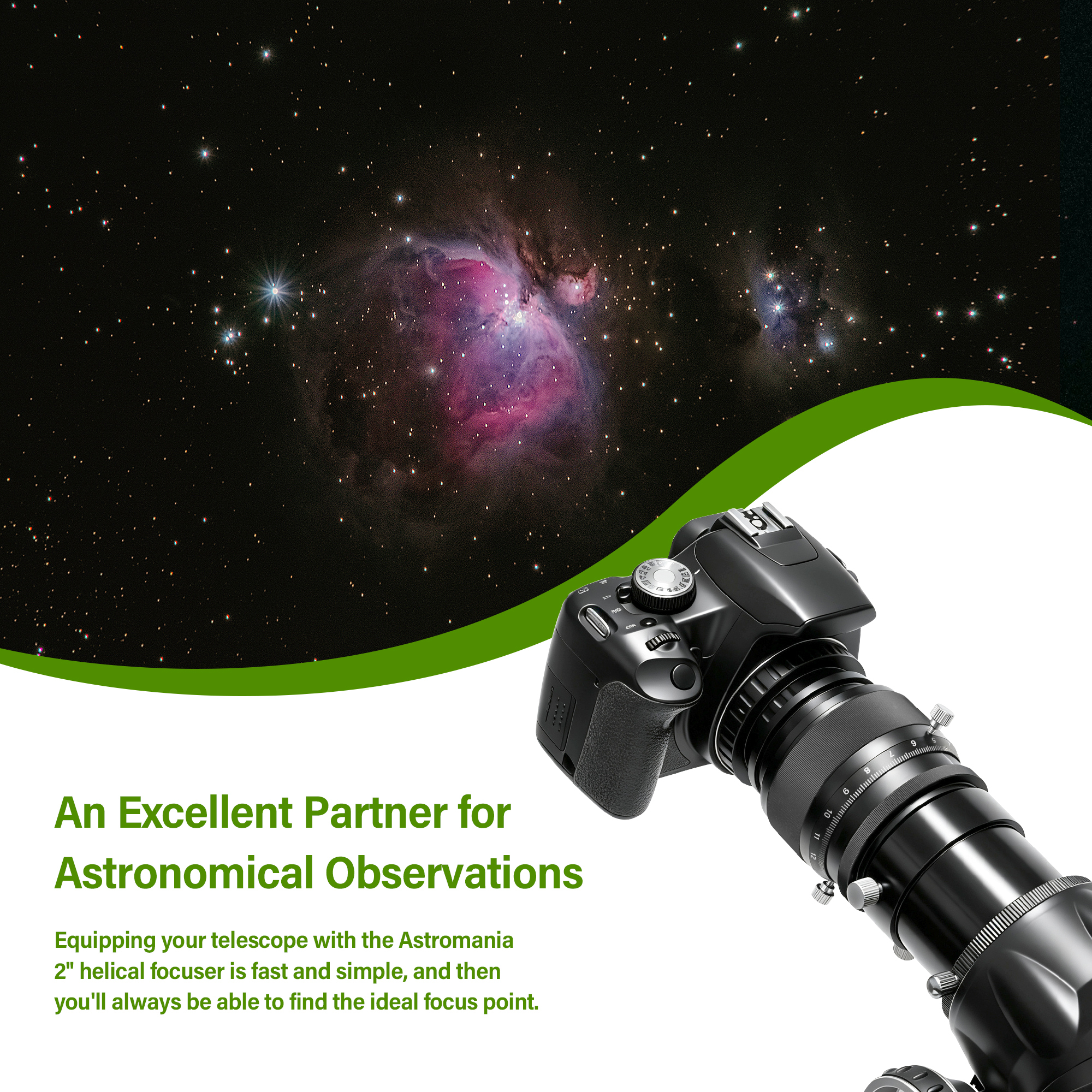 Astromania 2" Helical Micro Focuser with M48-thread and 0.1mm Scale for Telescope - sharper planets in any telescope