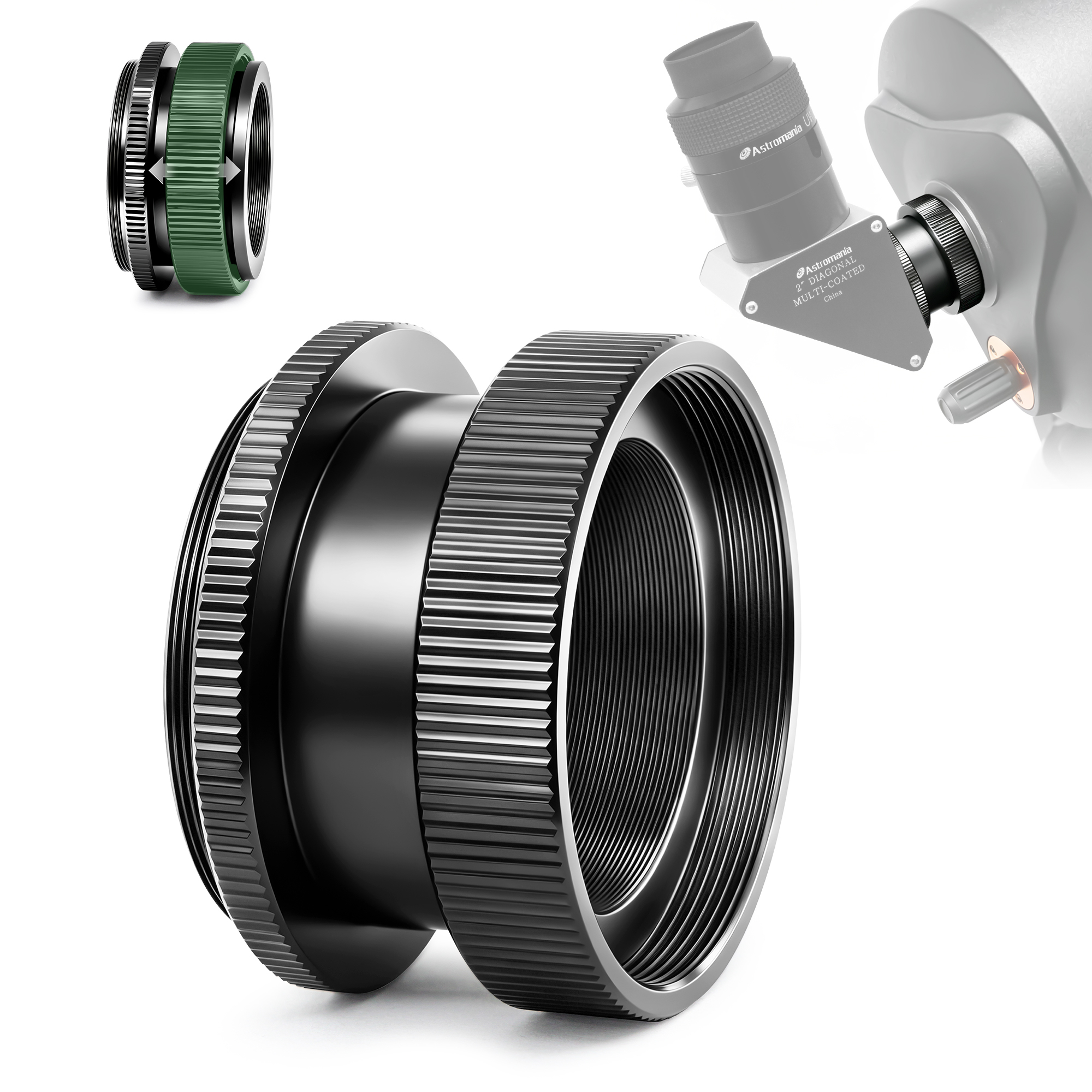 Astromania SCT Adapter for 2" SCT Diagonals - convert compatible push-in (refractor) type diagonals into a standard SCT diagonal