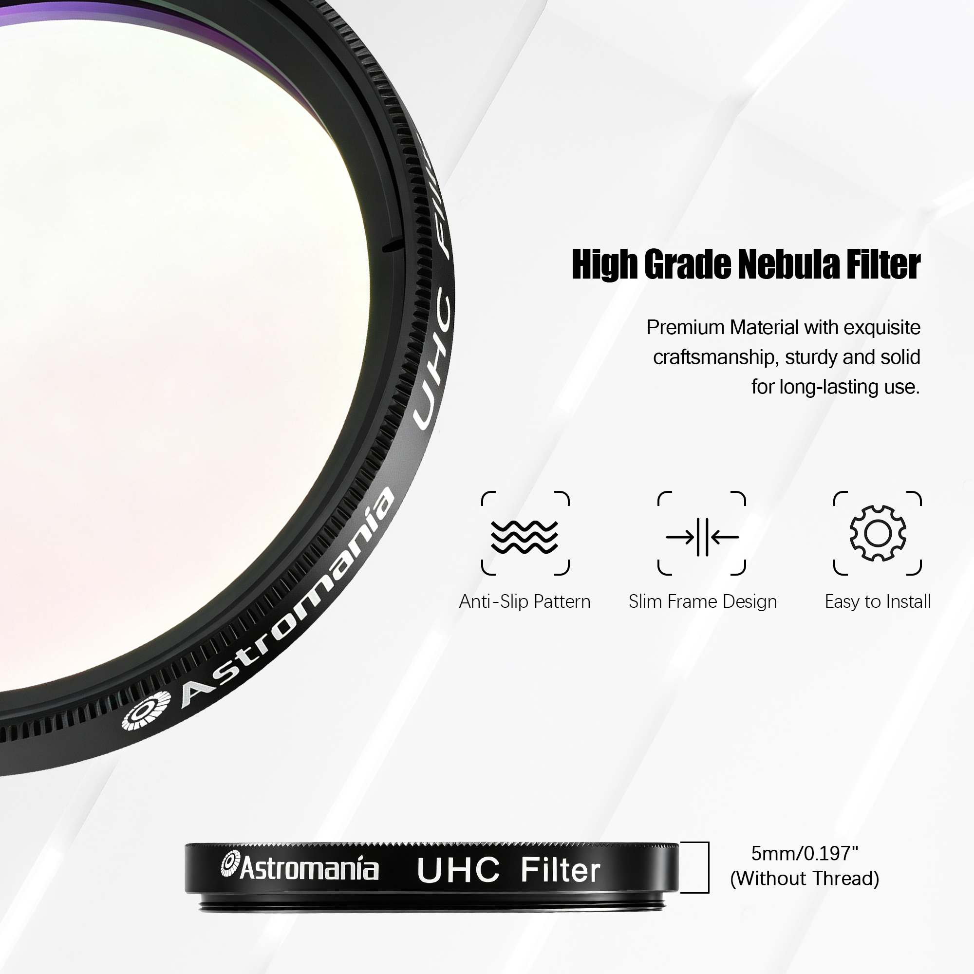 Astromania Telescope UHC Filter 2 Inch, Telescope Filter Improve Image Contrast Reduces Light Pollution, Telescope Accessories Nebula Filter for Superb Views of Orion, Swan and Other Extended Nebulae