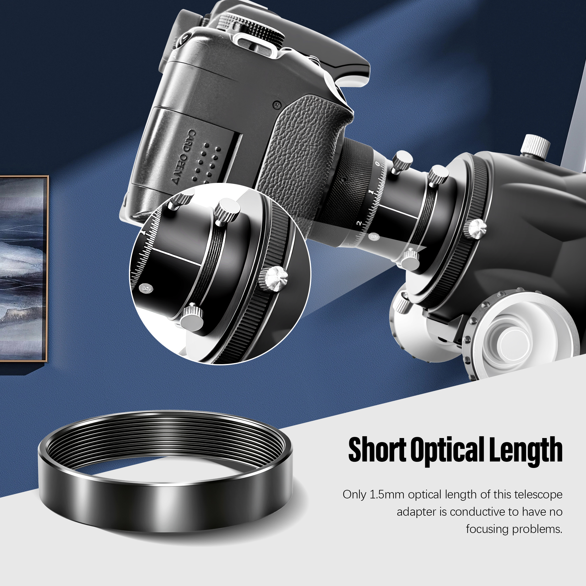 Astromania M42X0.75 Female to M42X0.75 Female Thread Telescope Adapter - 9mm