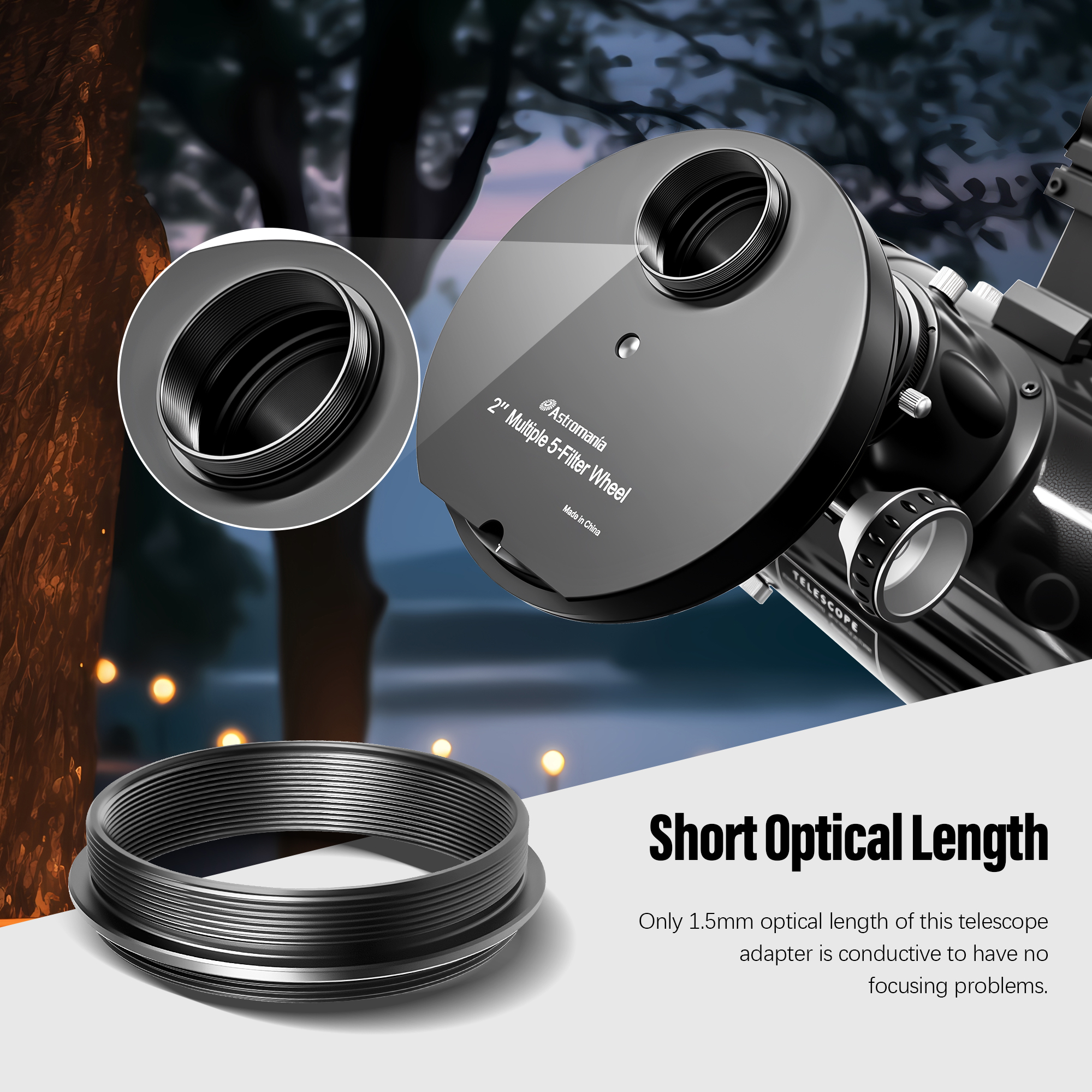 Astromania M48X0.75 Male to M48X0.75 Male Thread Telescope Adapter
